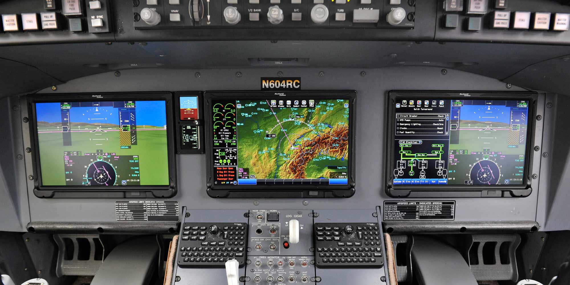 The Collins Aerospace Pro Line Fusion upgrade for the Challenger 604 and other popular business jets features touchscreen displays. Photo: Mark Wagner