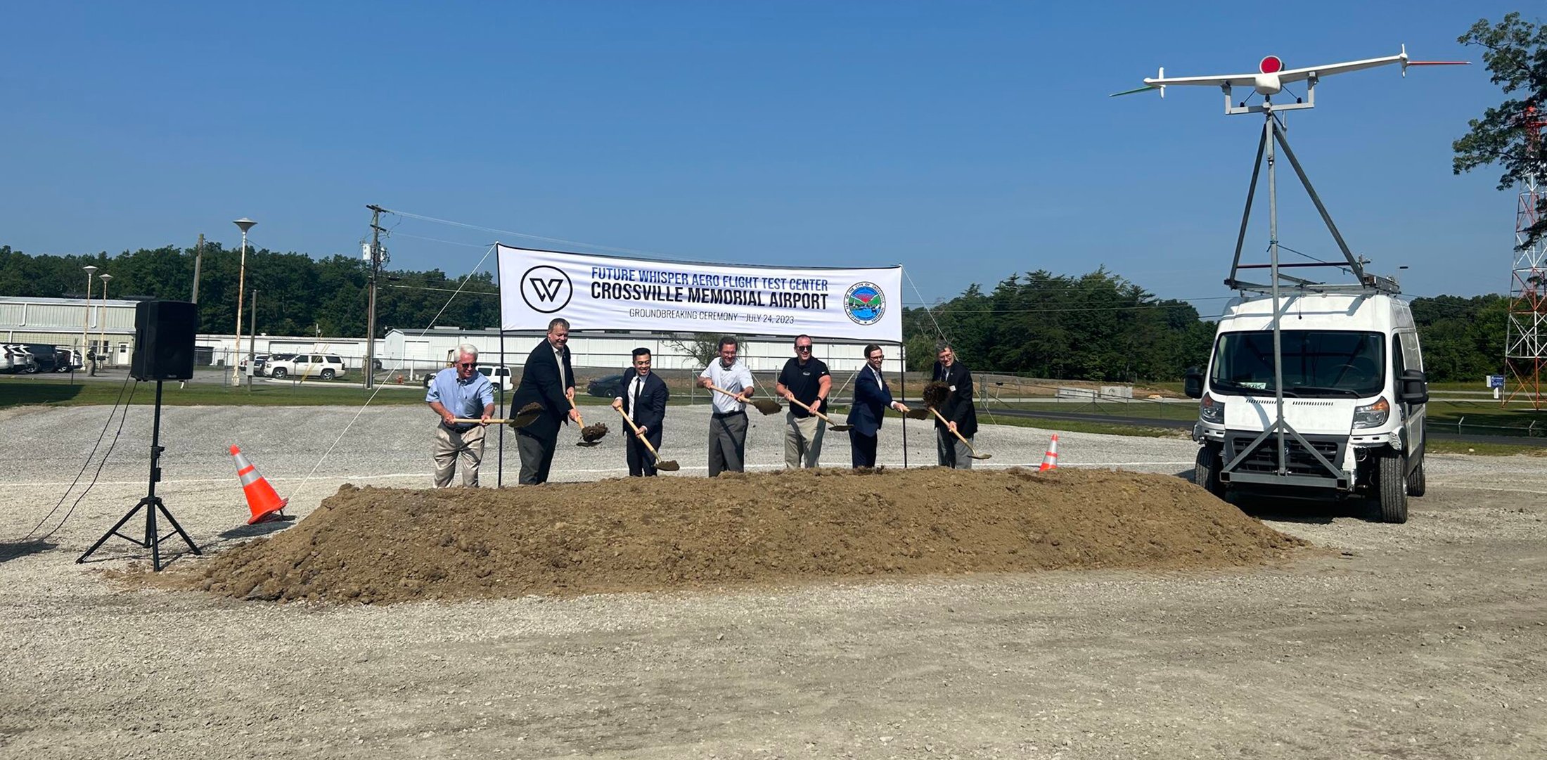 Groundbreaking ceremony for Whisper Aero's Flight Test Center at Crossville Memorial Airport