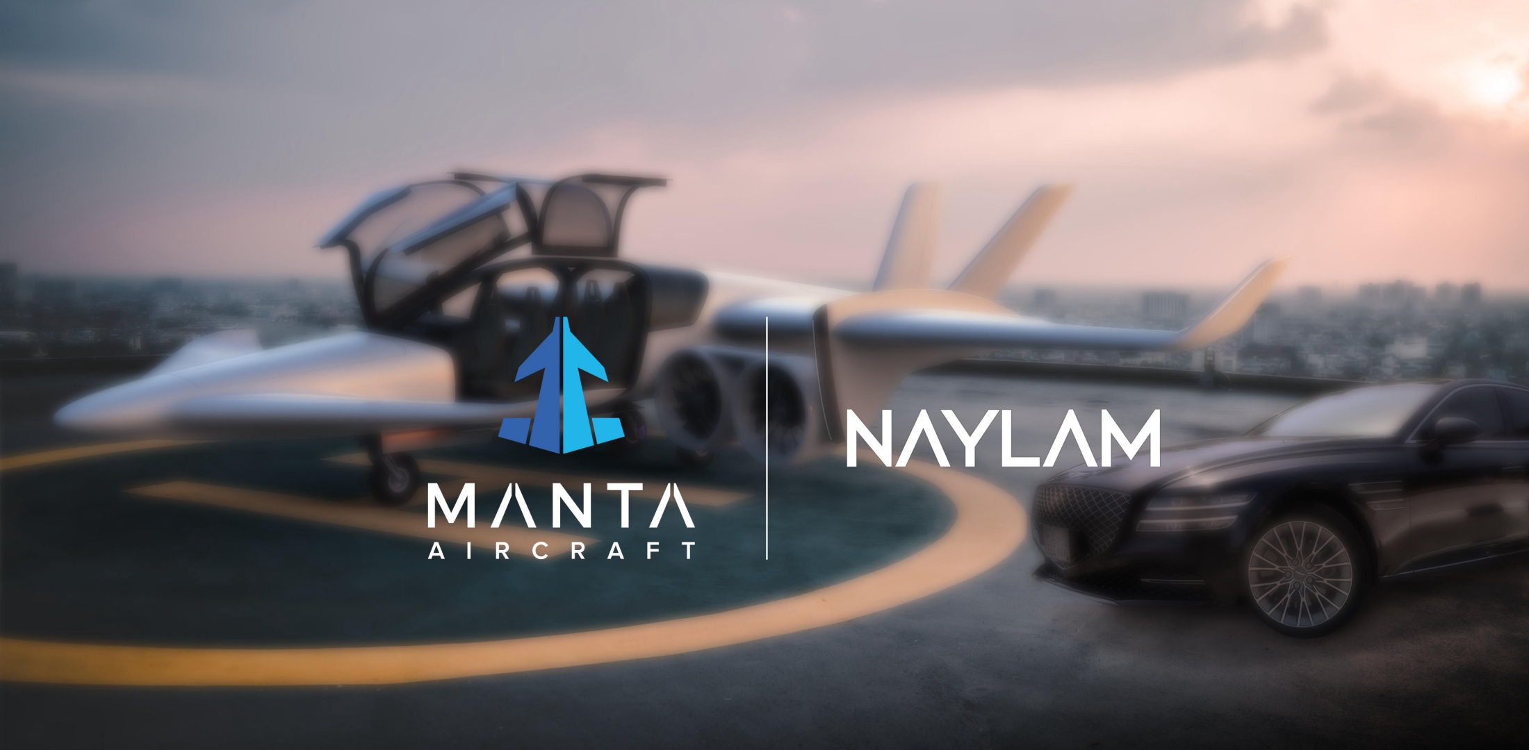 Manta's ANN Plus aircraft sits on a helipad in this artist's rendering.