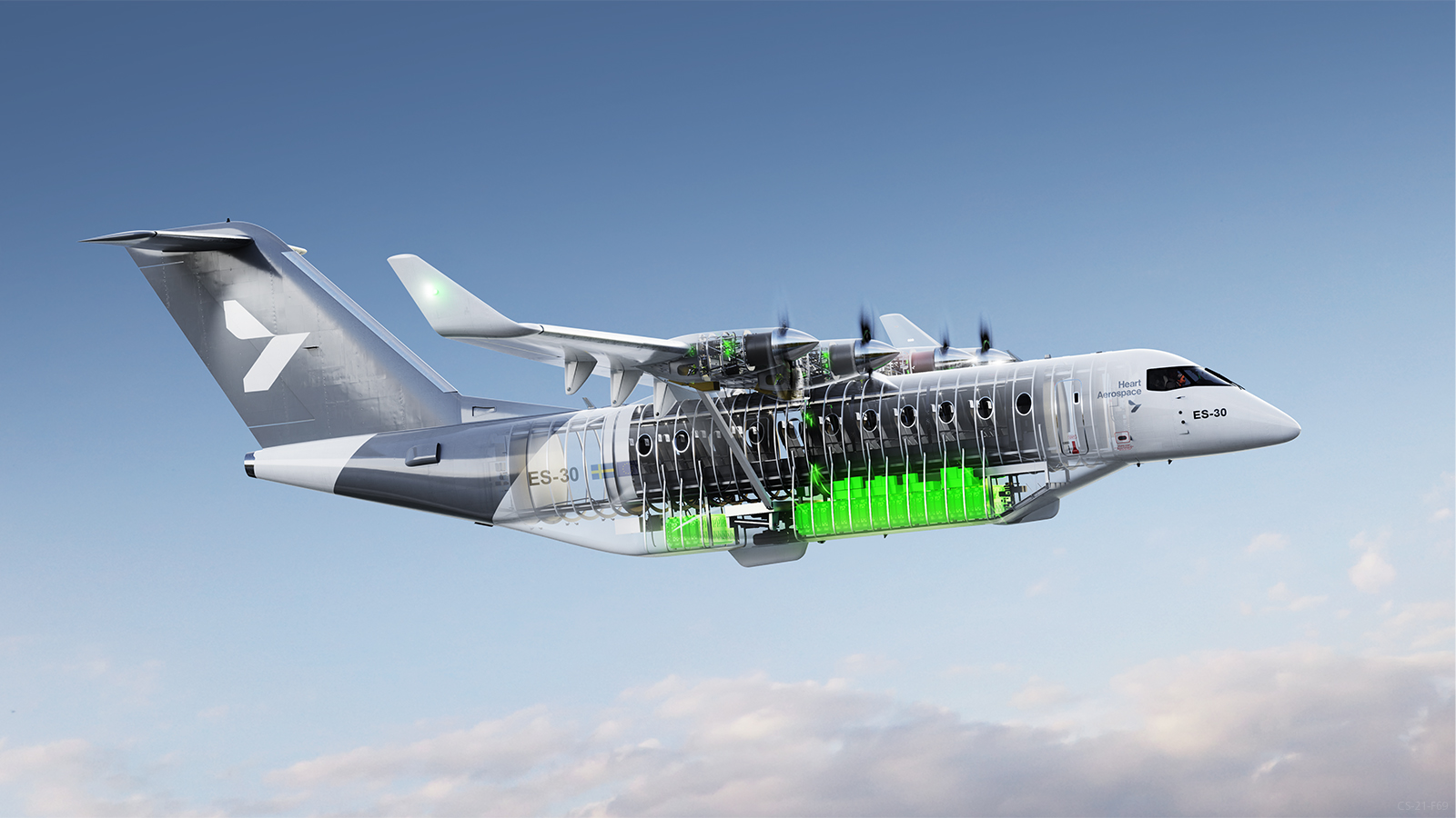 Heart Aerospace's 30-seat ES-30 hybrid-electric regional airliner.