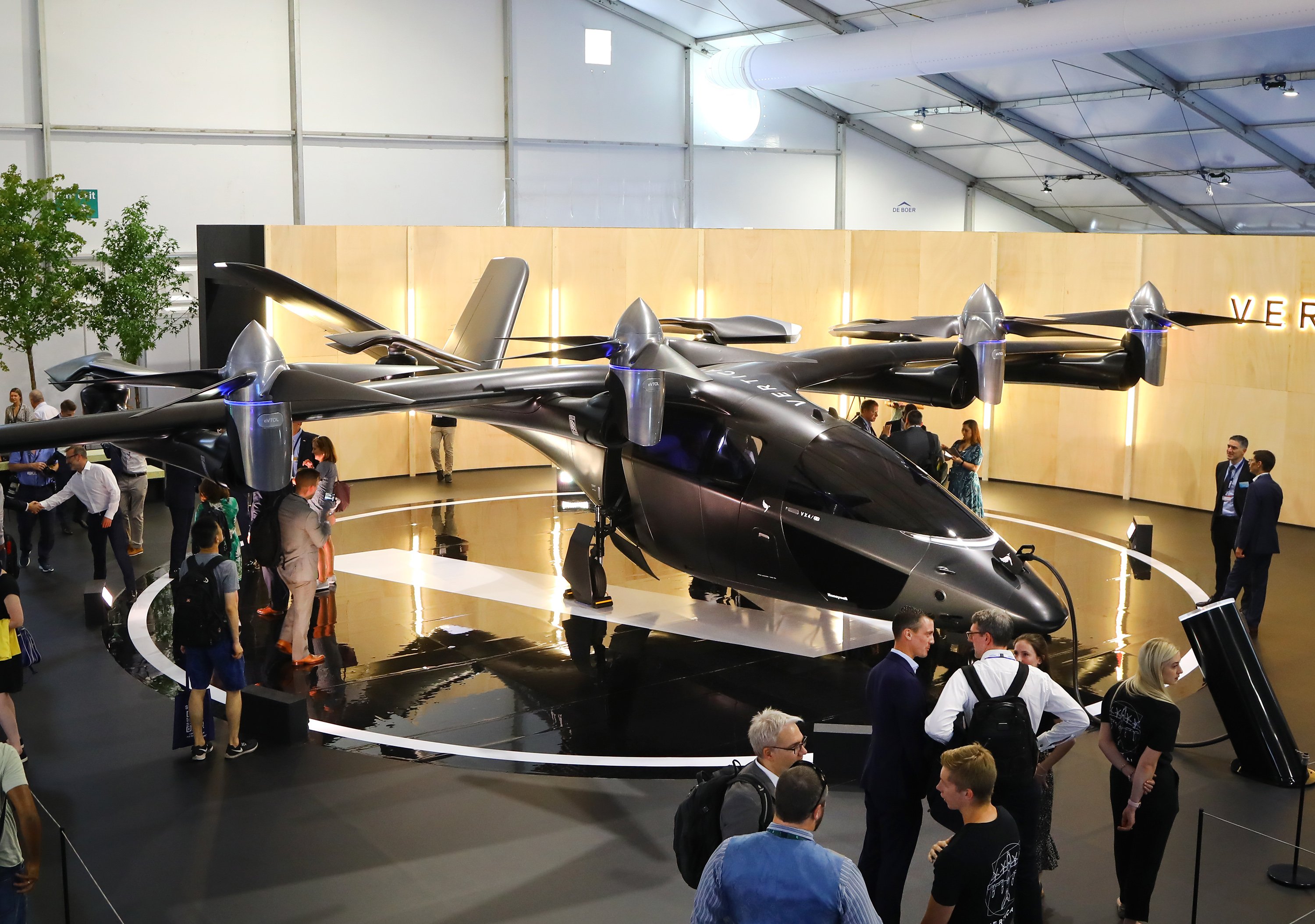 Vertical Aerospace's VX4 eVTOL aircraft was on display at the Farnborough air show.