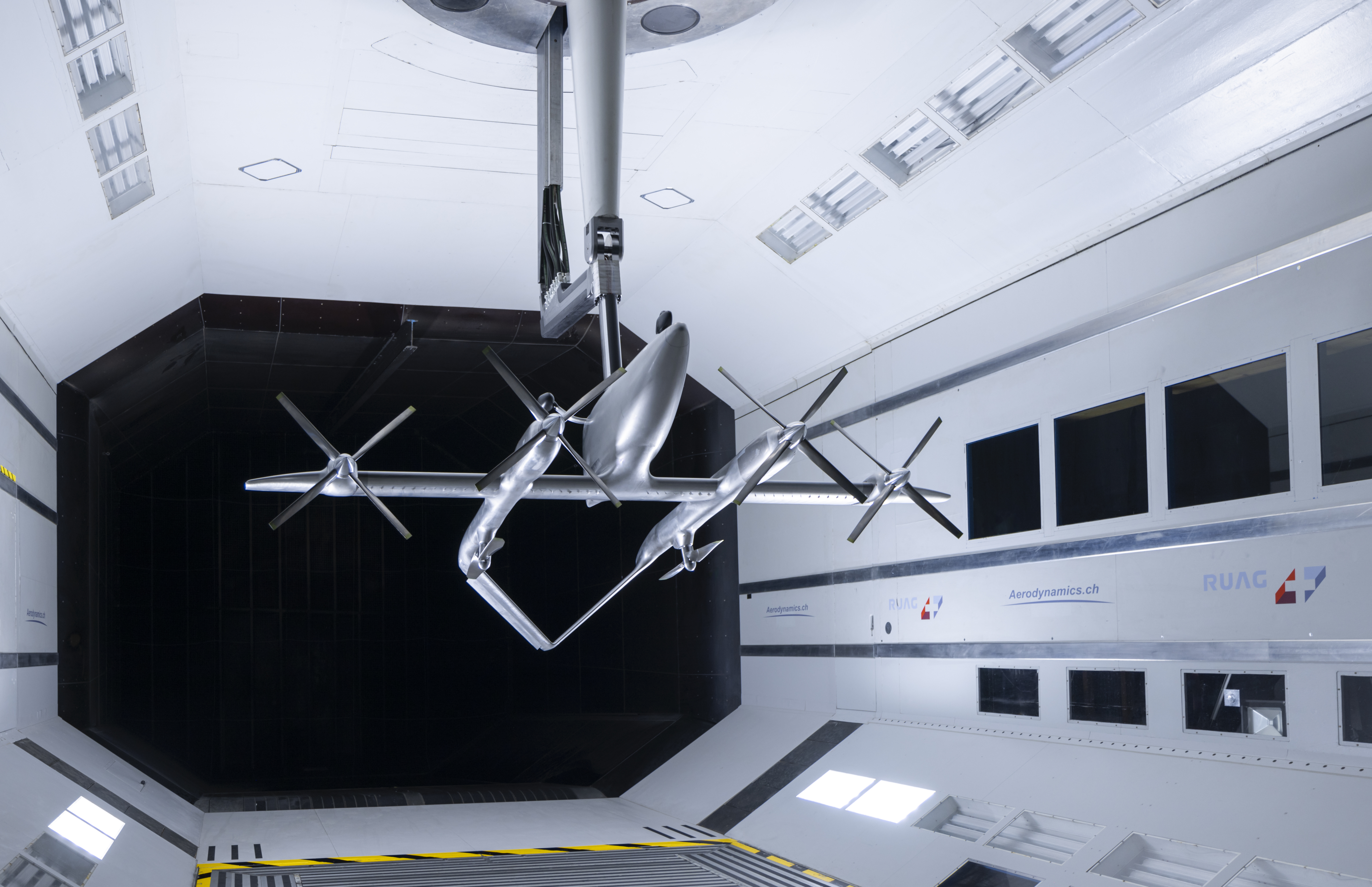 Textron eAviation is testing a scale model of its Nexus eVTOL aircraft in a wind tunnel.