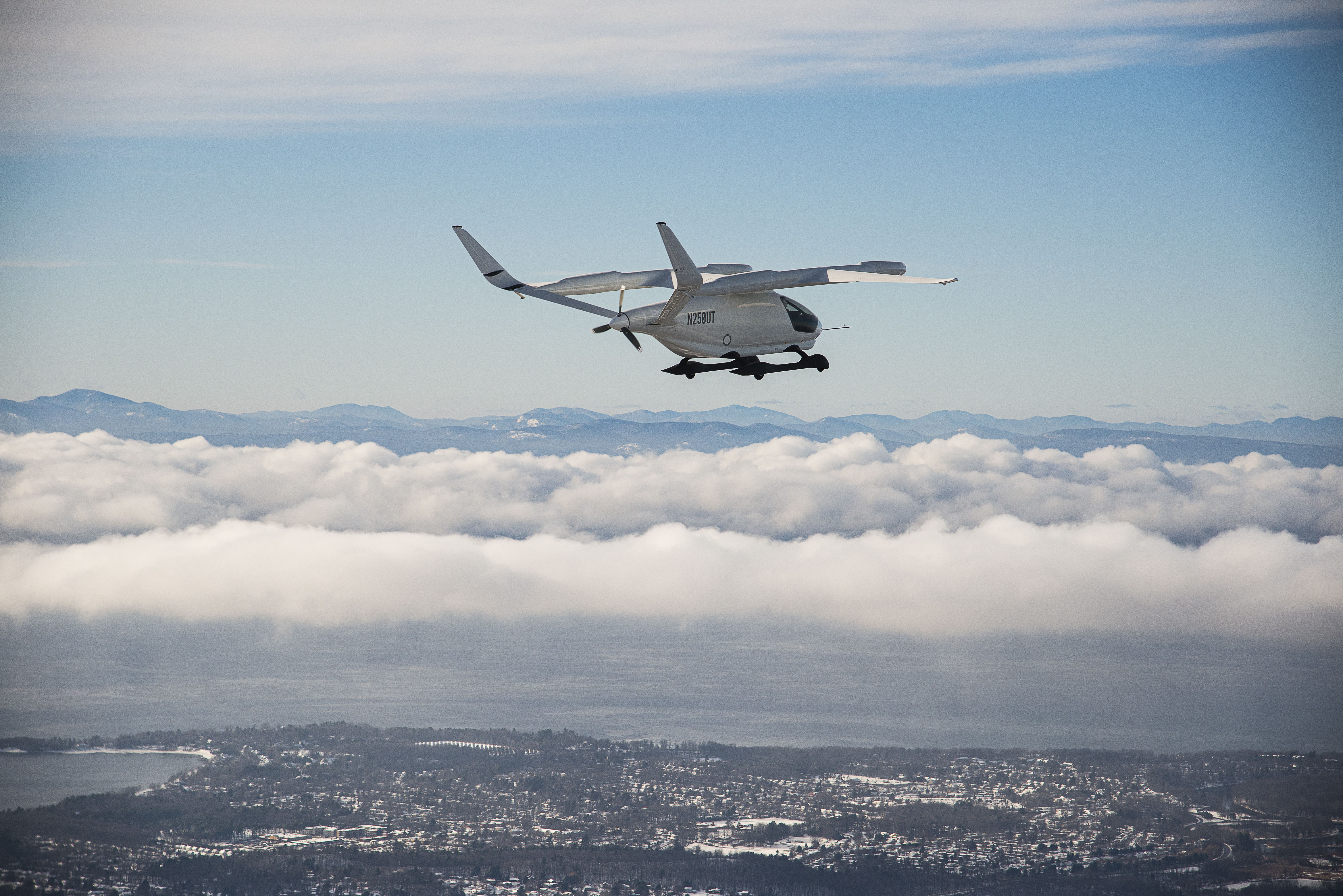 Beta's Alia prototype is pictured during a test flight.