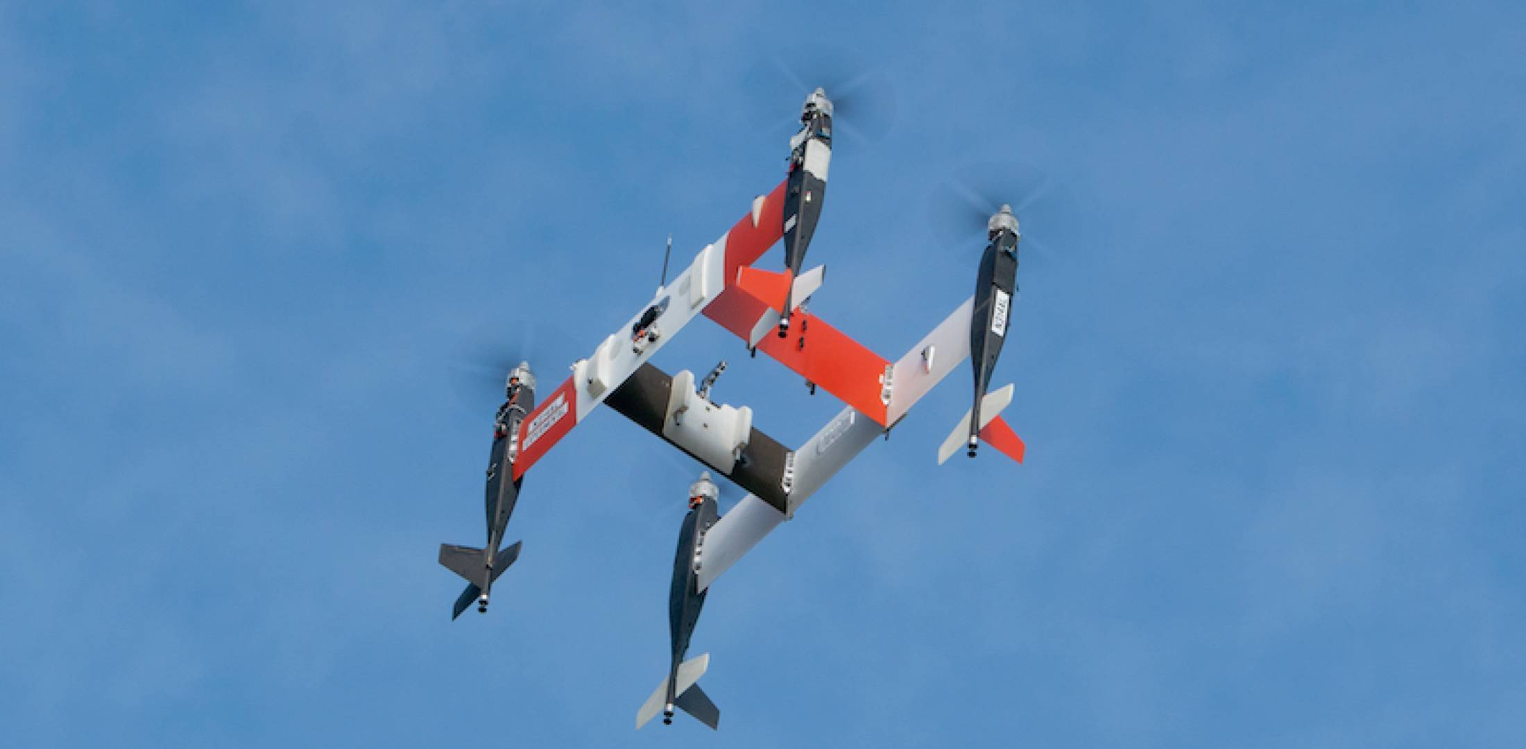 A Bell Autonomous Pod Transport (APT) cargo drone is pictured in flight