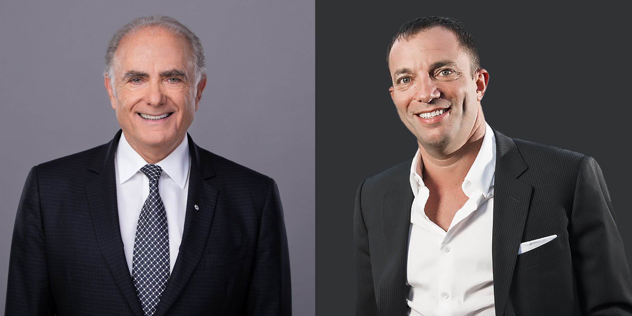 Former Air Canada president and CEO Calin Rovinescu (left) and technology investor Mitch Gerber