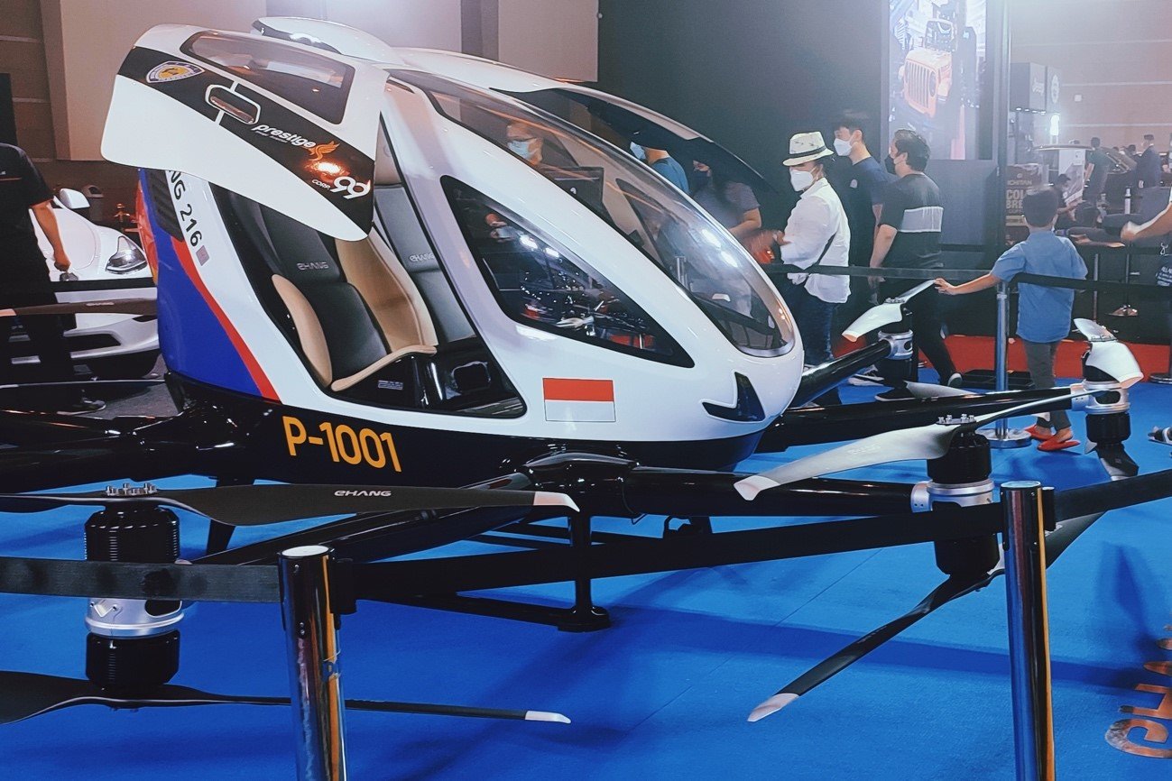 EHang's EH216 eVTOL aircraft was exhibited at the Indonesia International Motor Show in April.