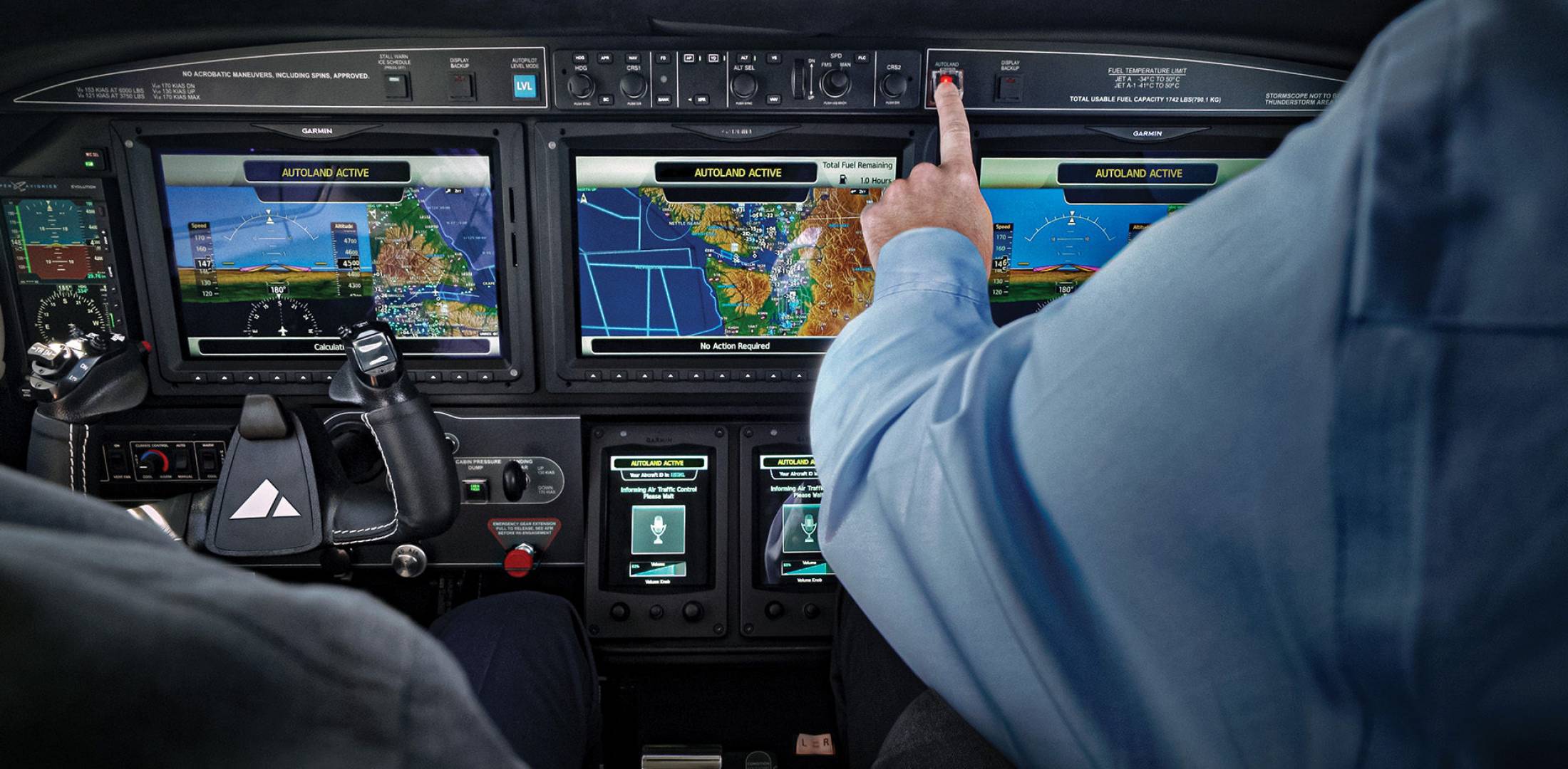 The Garmin G3000 integrated flight deck.