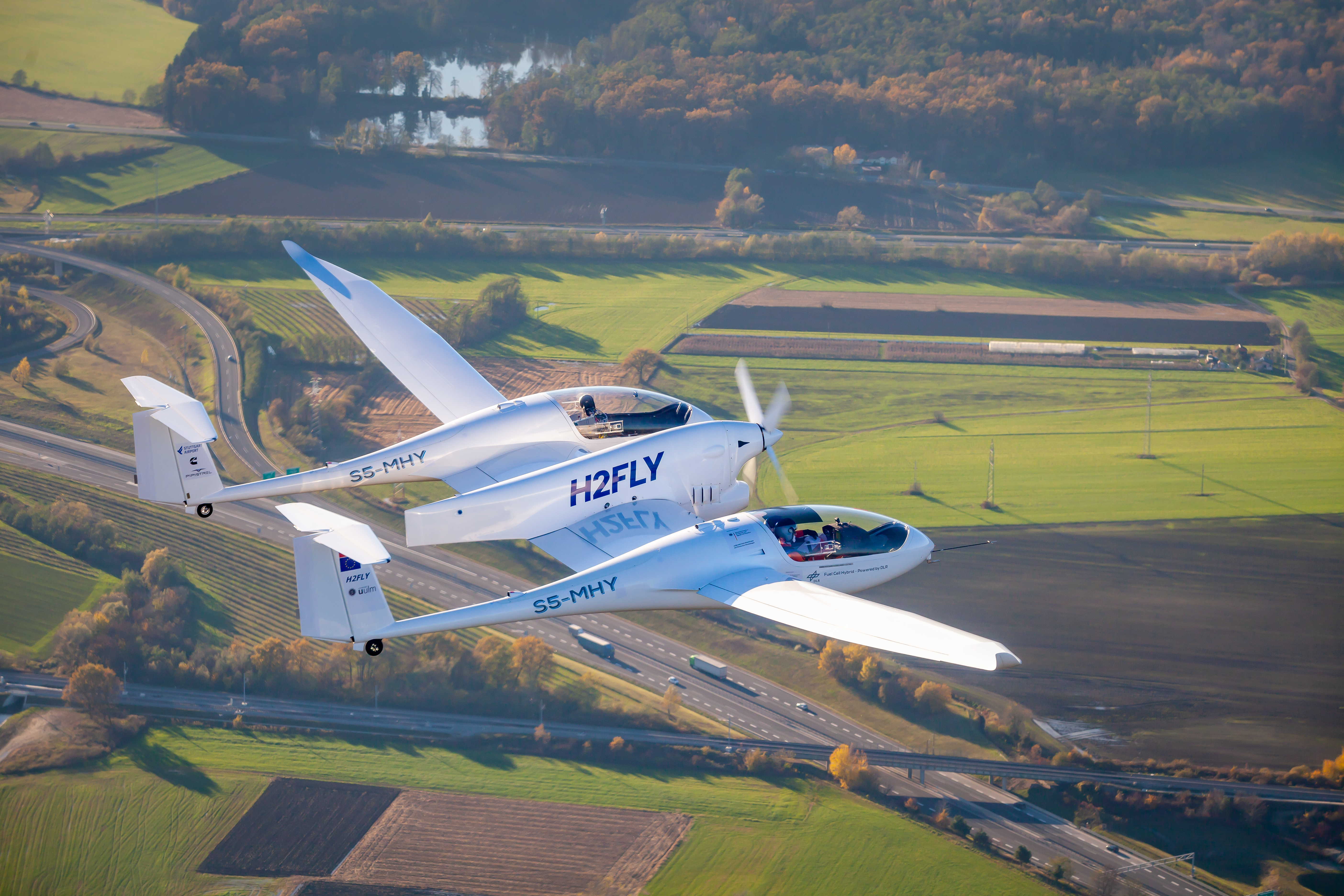 H2Fly's HY4 hydrogen-powered technology demonstrator during a test flight.