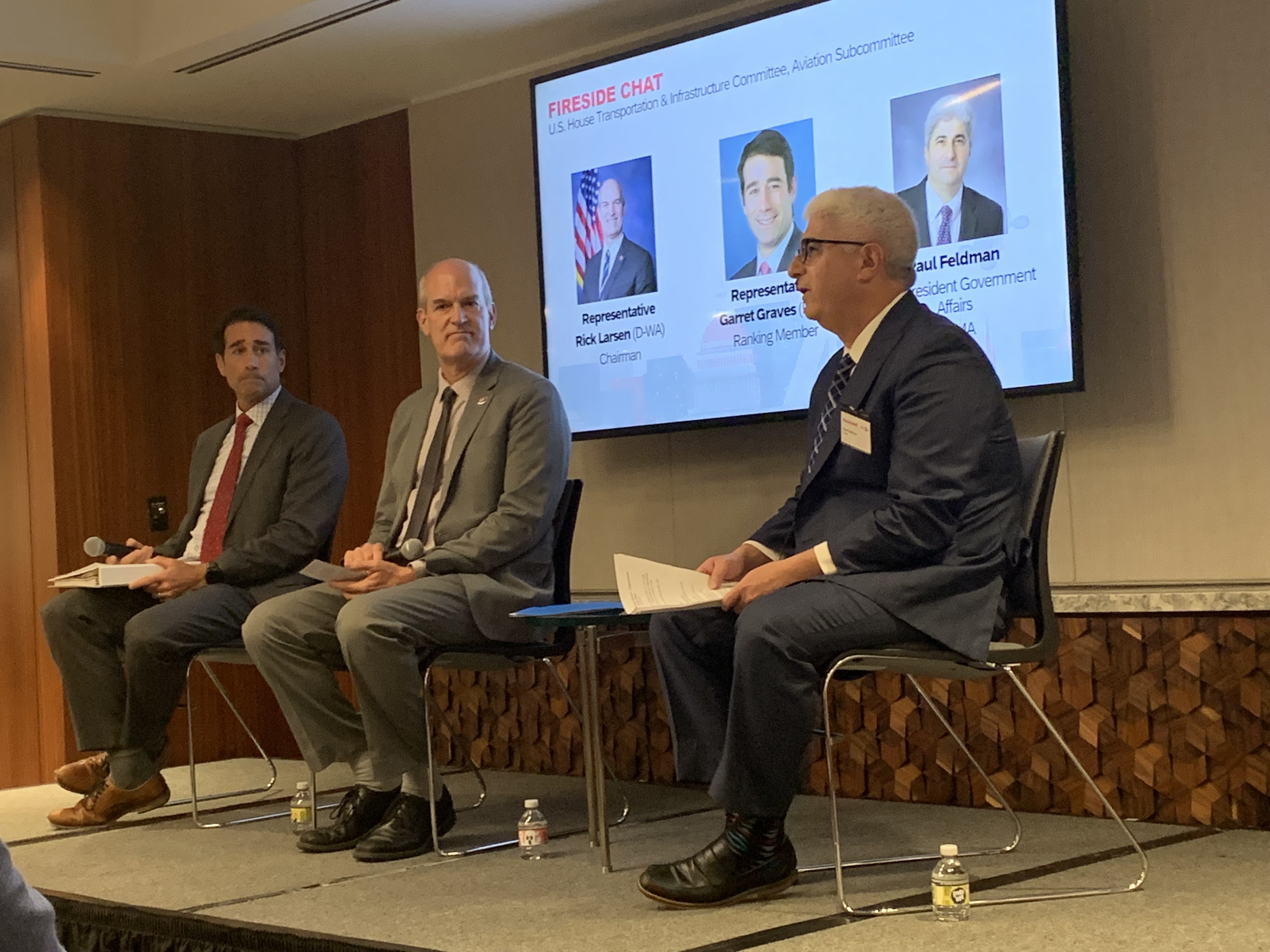 Left to right: Rep. Garret Graves (R-Louisiana), Rep. Rick Larsen (D-Washington), and GAMA v-p government affairs Paul Feldman (Photo: Kerry Lynch/AIN)