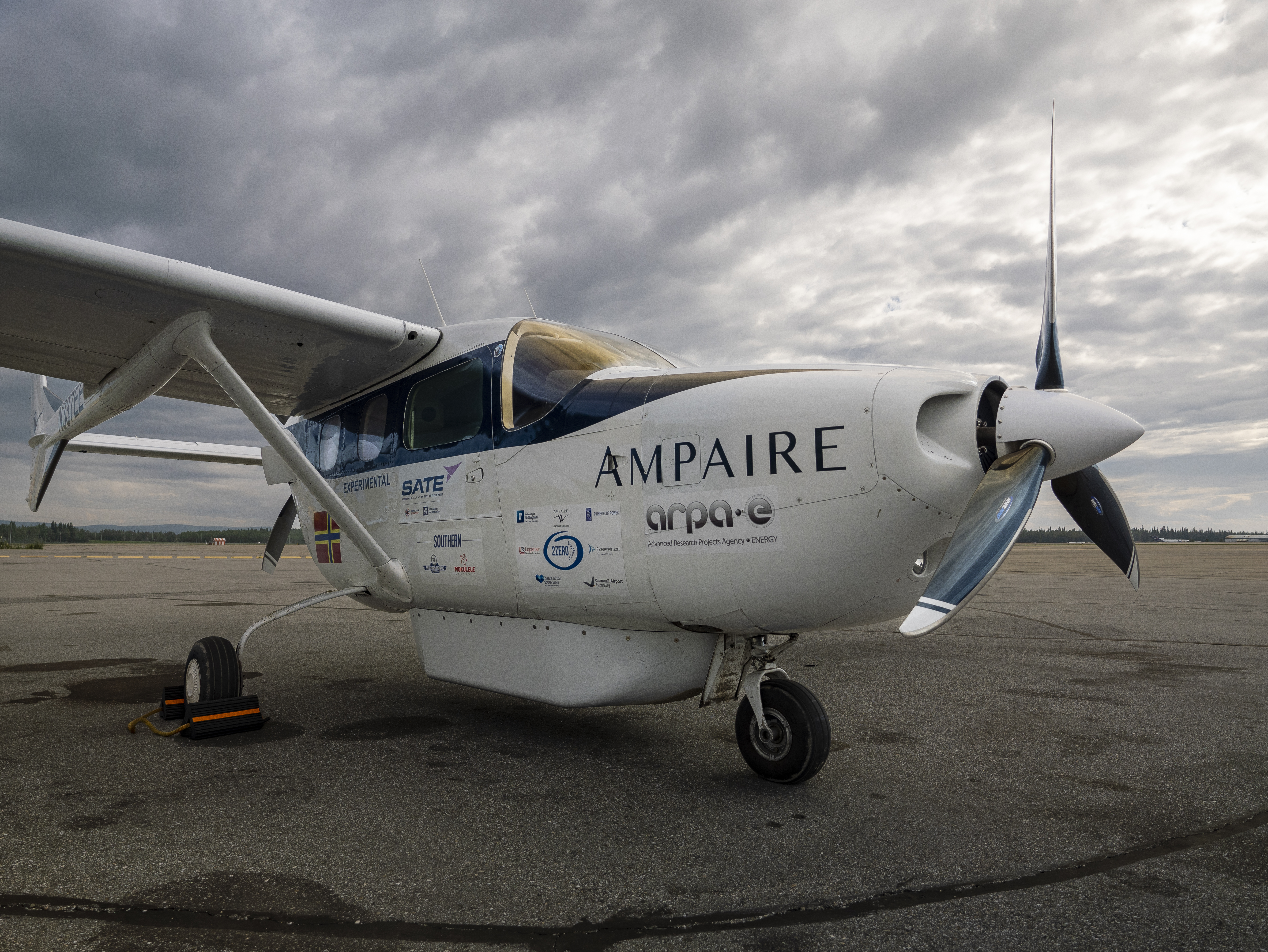 Ampaire's Electric EEL hybrid-electric technology demonstrator aircraft in Fairbanks, Alaska.