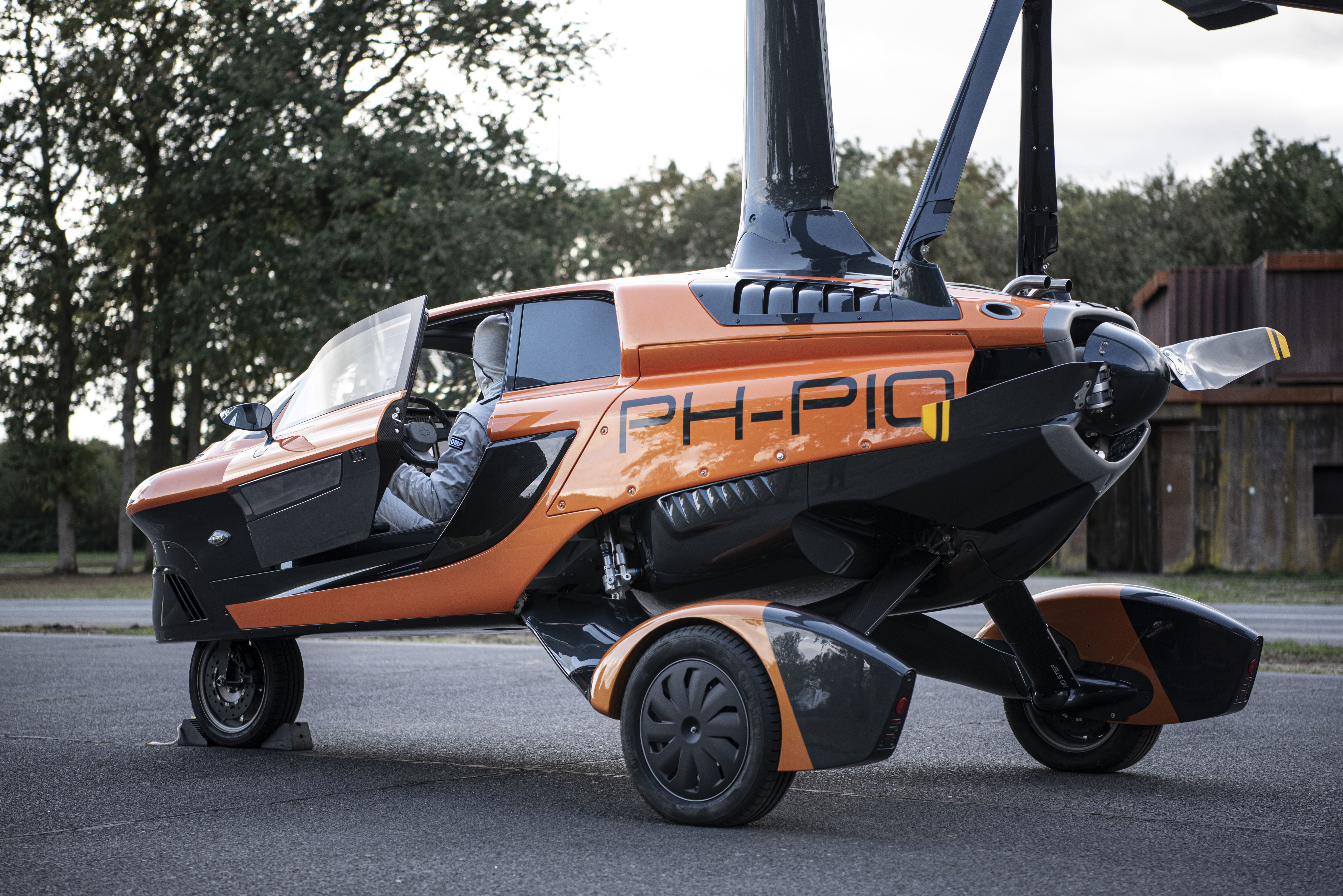 PAL-V's Liberty flying car converts from road to air operations by deploying a stowable rotor.