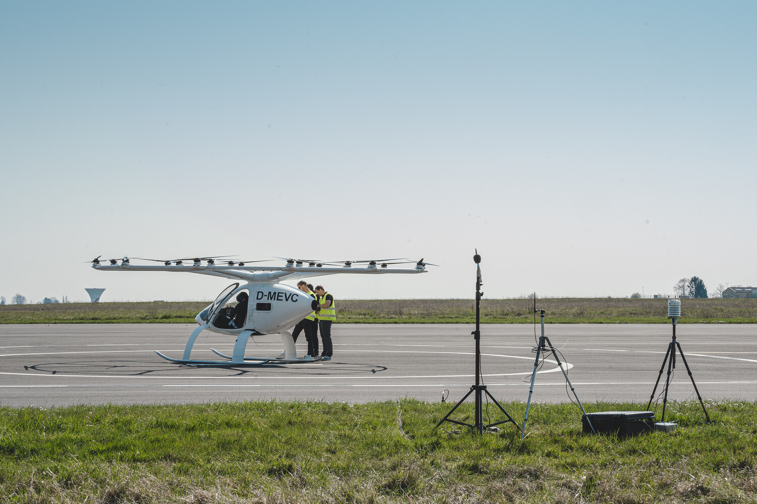 Volocopter's 2X technology demonstrator at Pontoise Airport in France.