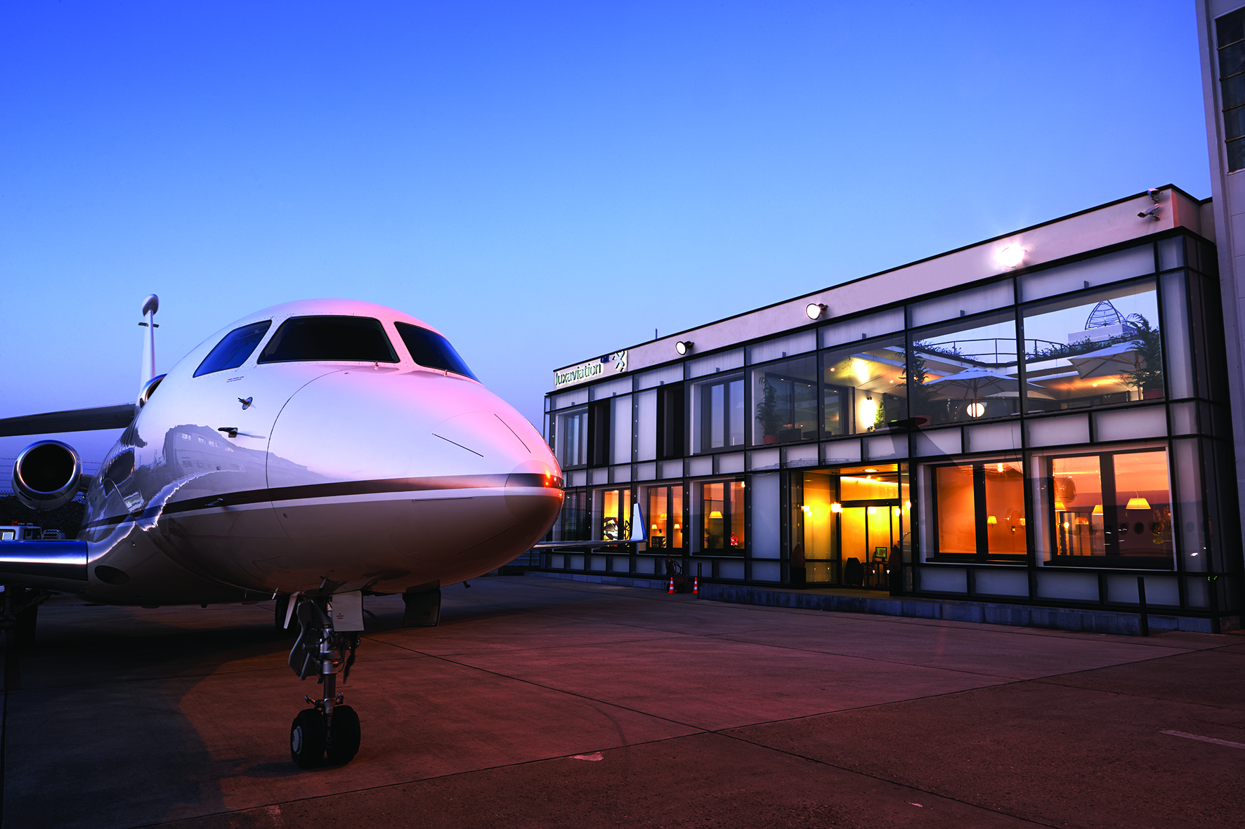 Luxaviation's private terminal at Paris Le Bourget Airport.