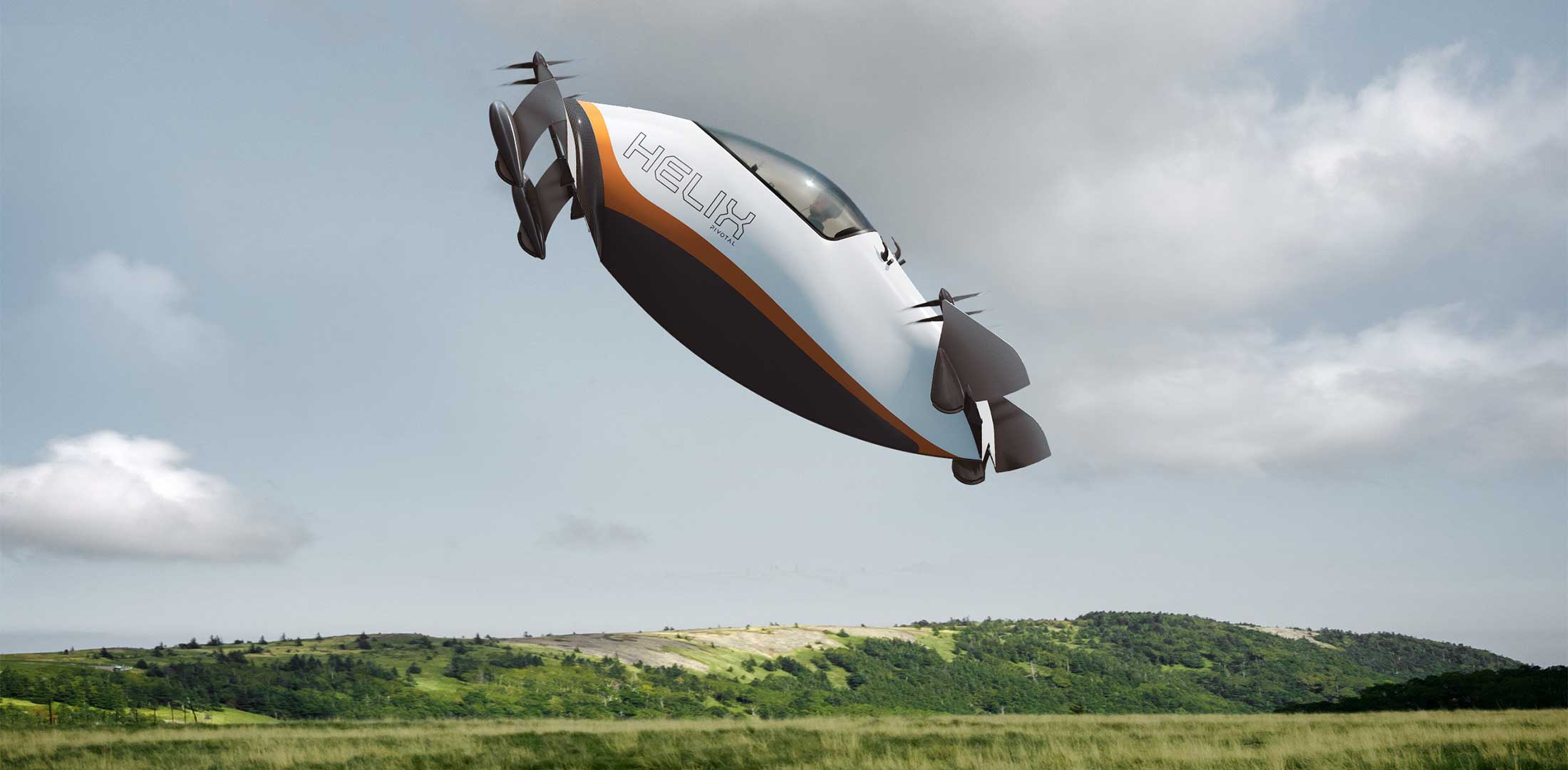 Pivotal's Helix eVTOL aircraft is pictured in hover flight