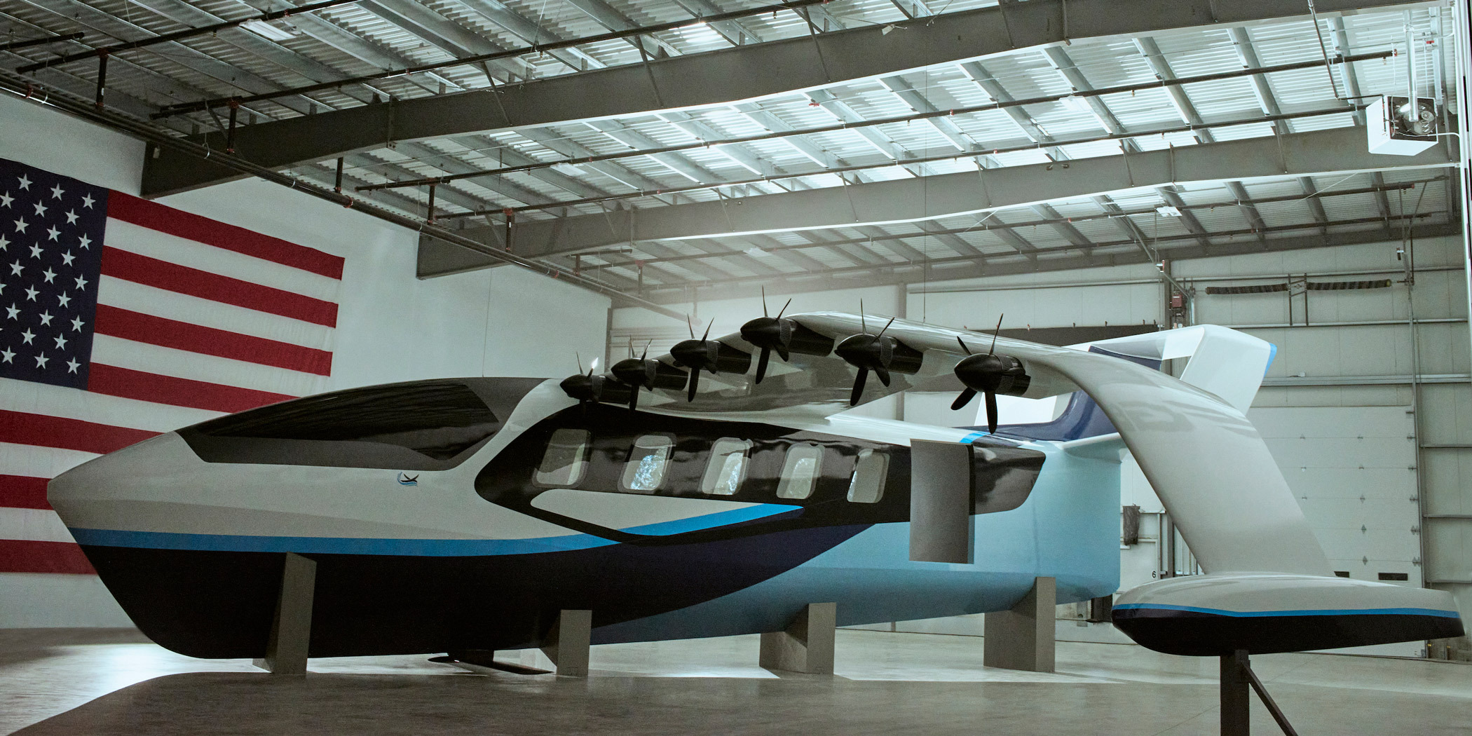 Regent is displaying a full-scale mock-up of its Viceroy electric sea glider at its Rhode Island headquarters.