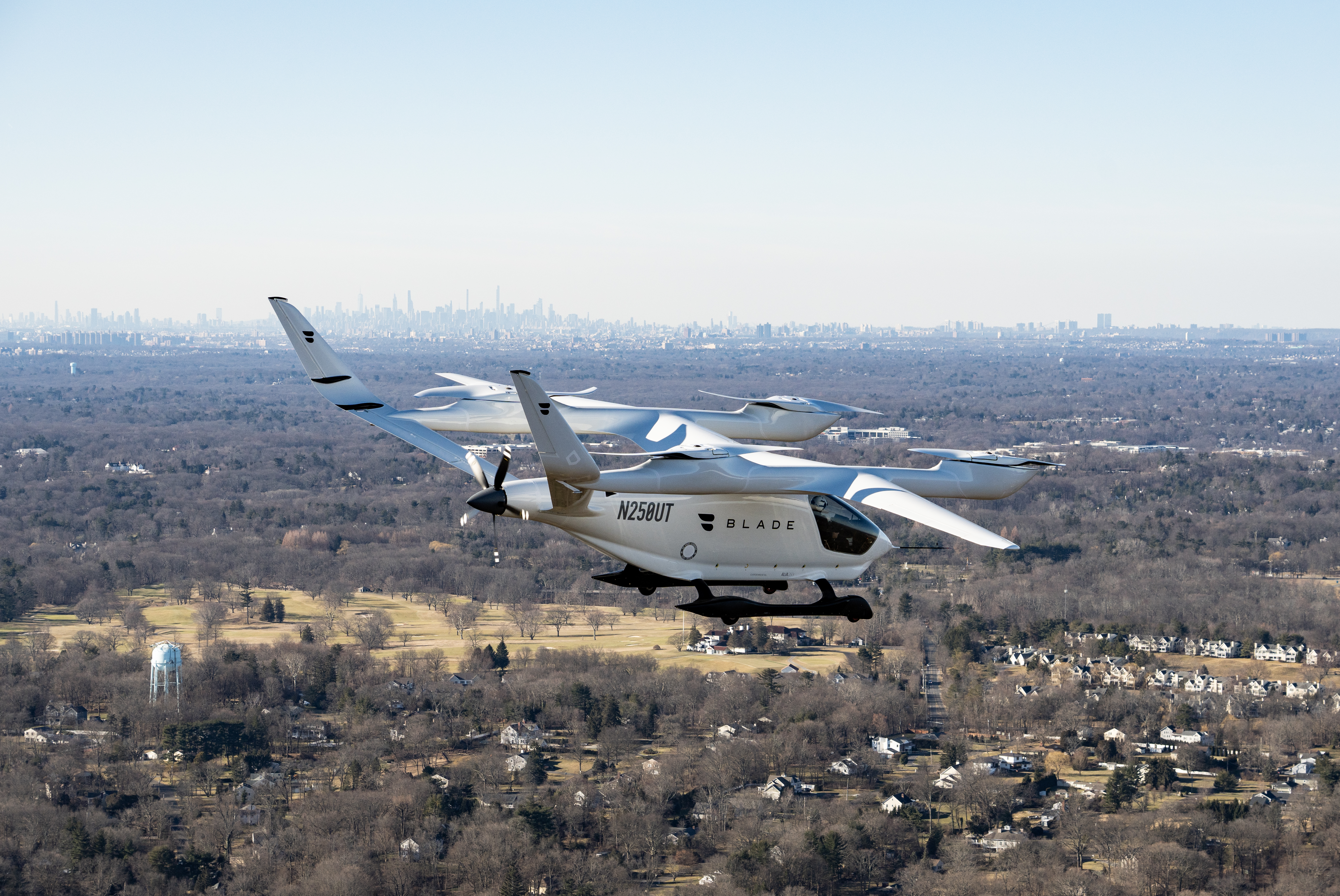 Beta Technologies and prospective customer Blade Air Mobility demonstrated the Alia-250 eVTOL aircraft on a flight out of Westchester-County Airport in the New York City area