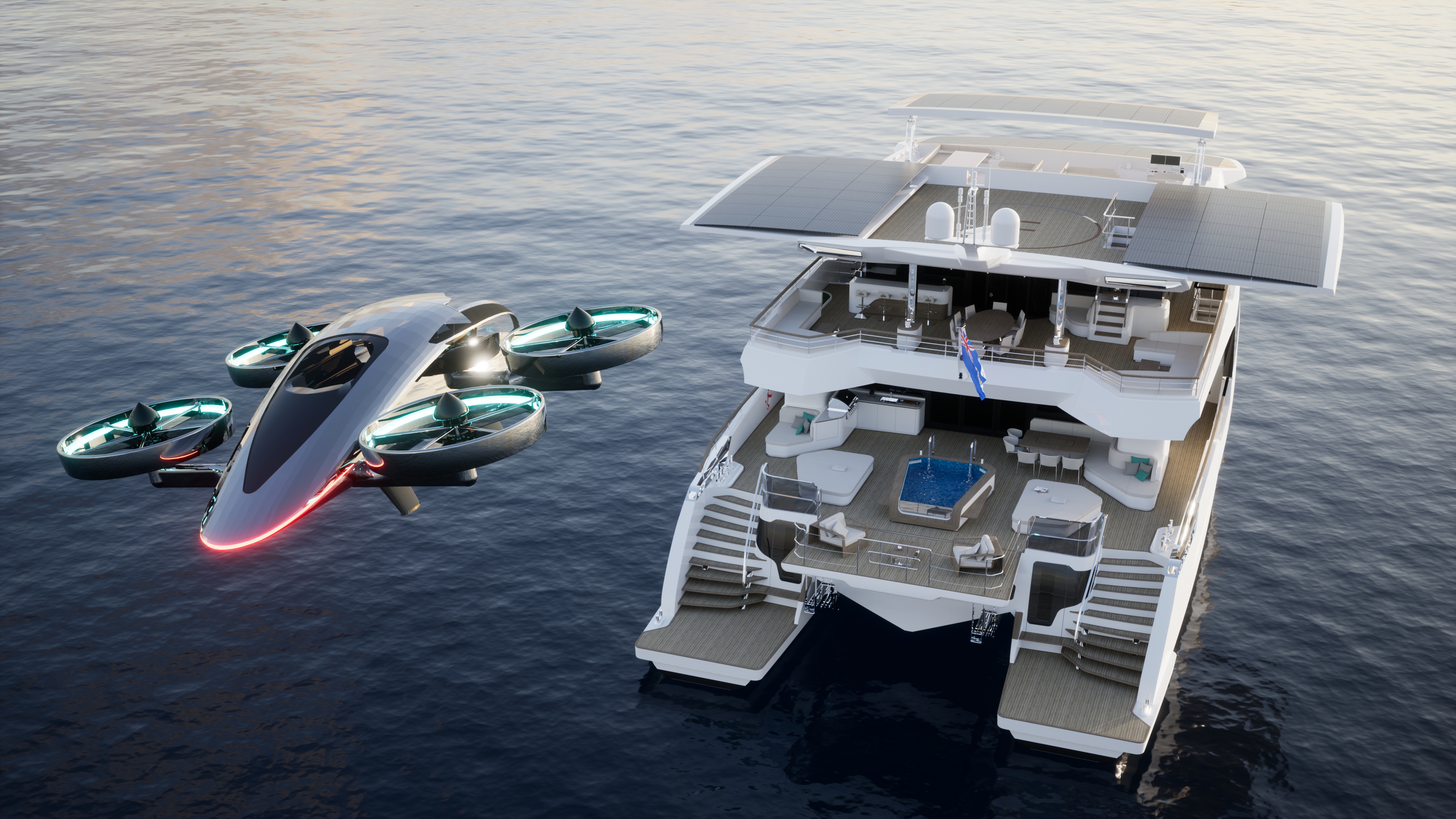 VRCO's four-seater XP4 personal eVTOL aircraft could operate from yachts.