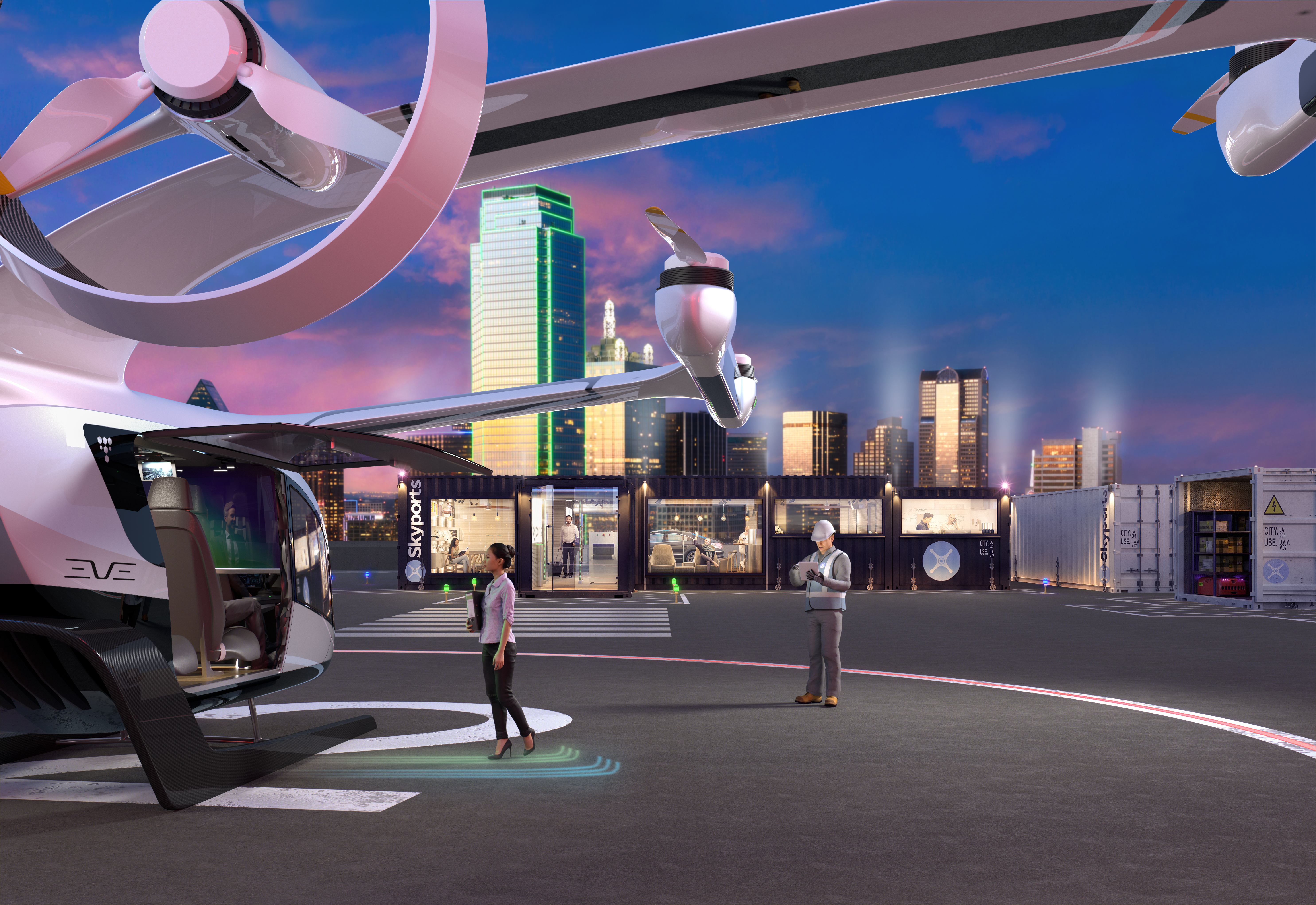 Eve Urban Air Mobility is working on plans for vertiports with UK-based Skyports. (Image: Embraer) Eve Skyports