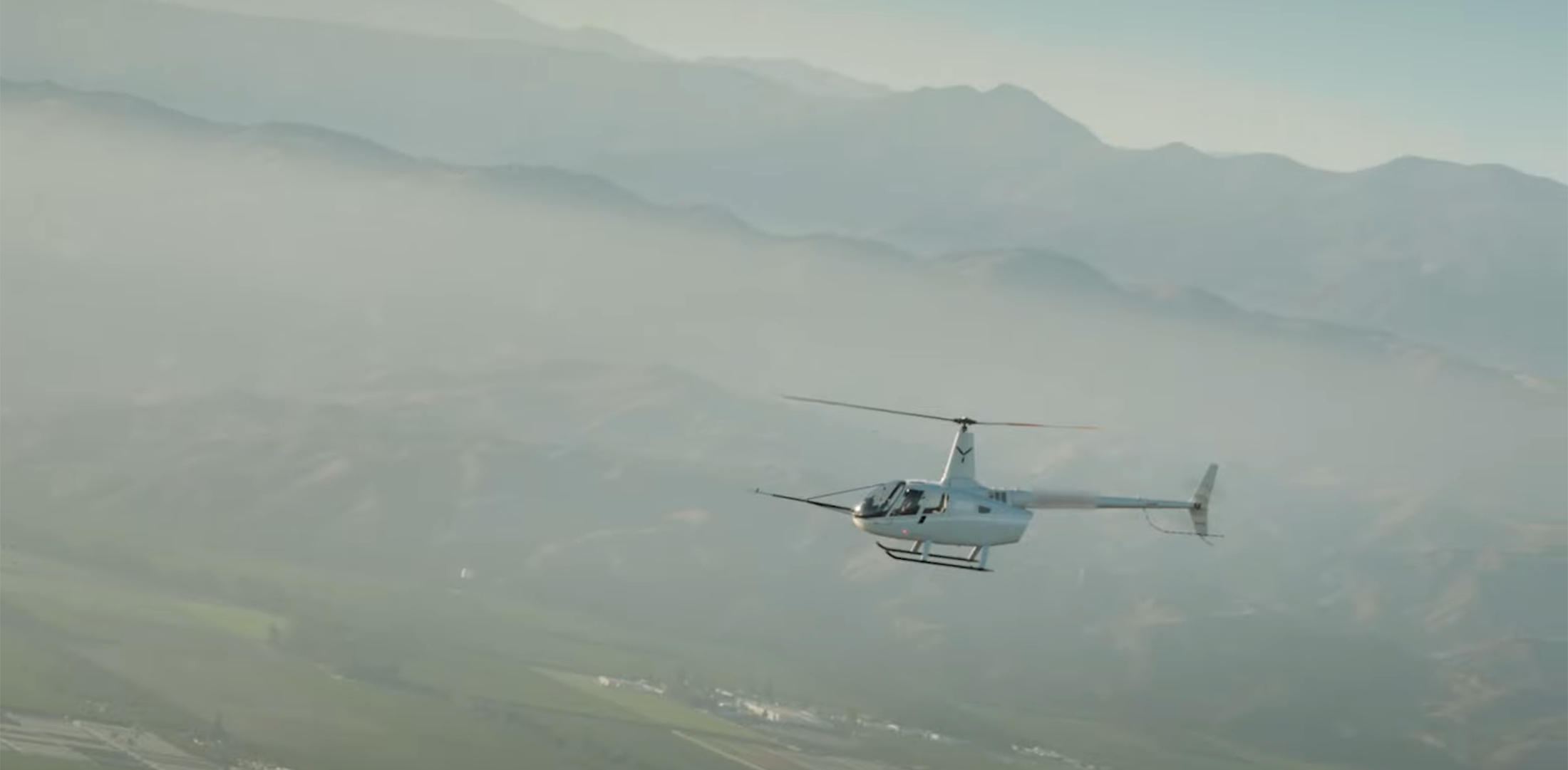 Skyryse's modified Robinson R66 helicopter is pictured in flight