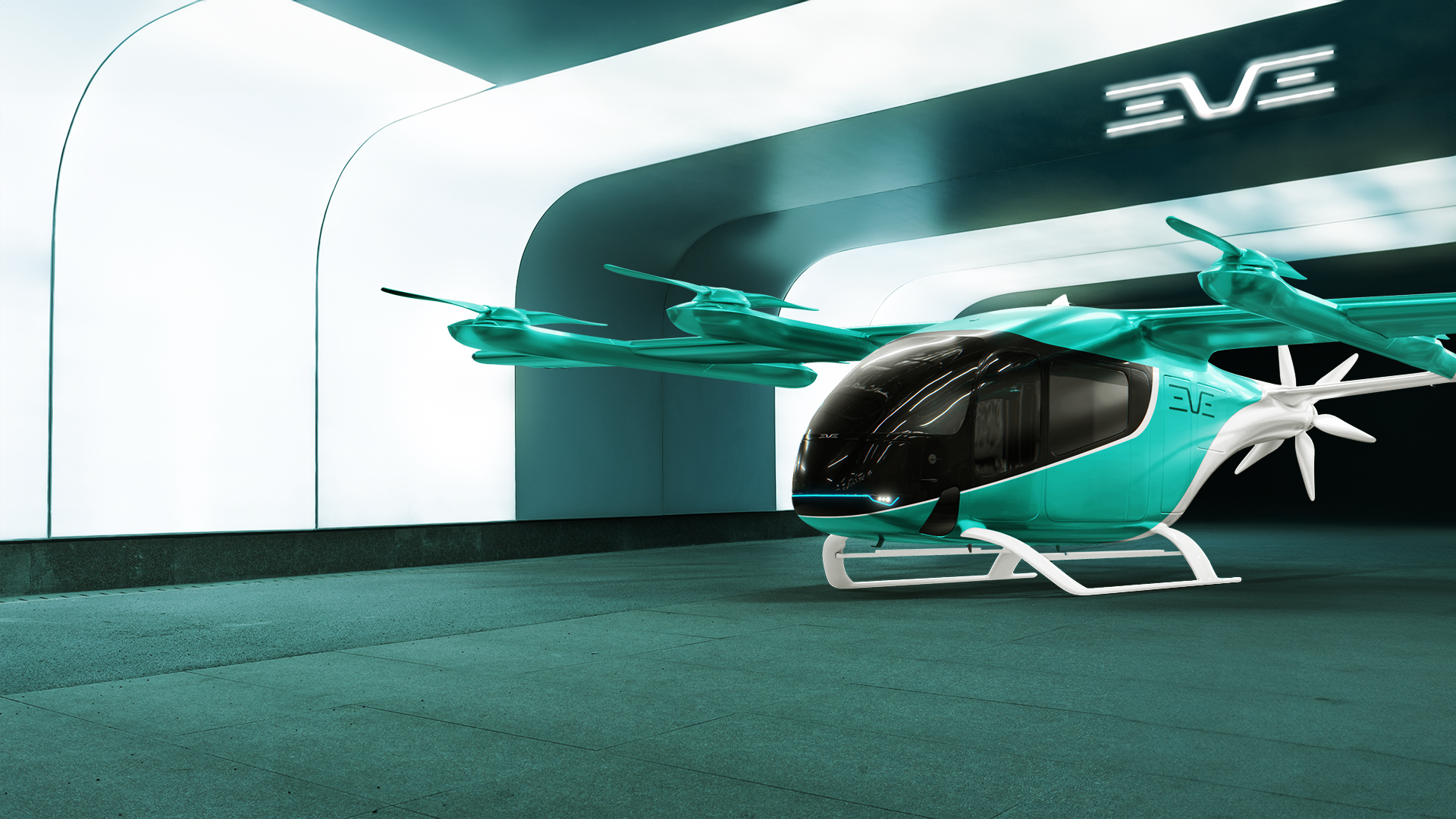 Eve Air Mobility's four-passenger eVTOL aircraft.