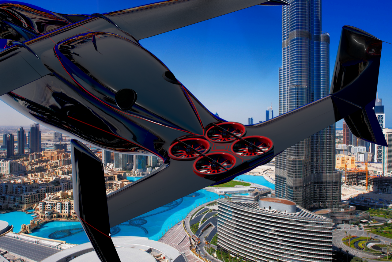 Transcend Air plans to install MagLev Aero's HyperDrive magnetic levitation technology as part of the hybrid-electric propulsion system for its Vy 421 VTOL aircraft. (Image: Transcend Air) A digital rendering of the Vy 421 VTOL aircraft