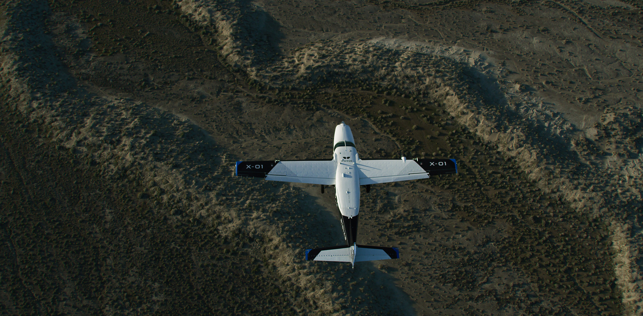 Xwing's experimental Cessna 208B Grand Caravan, modified with the company's "Superpilot" autonomous flight control system, is pictured during a flight test over California.