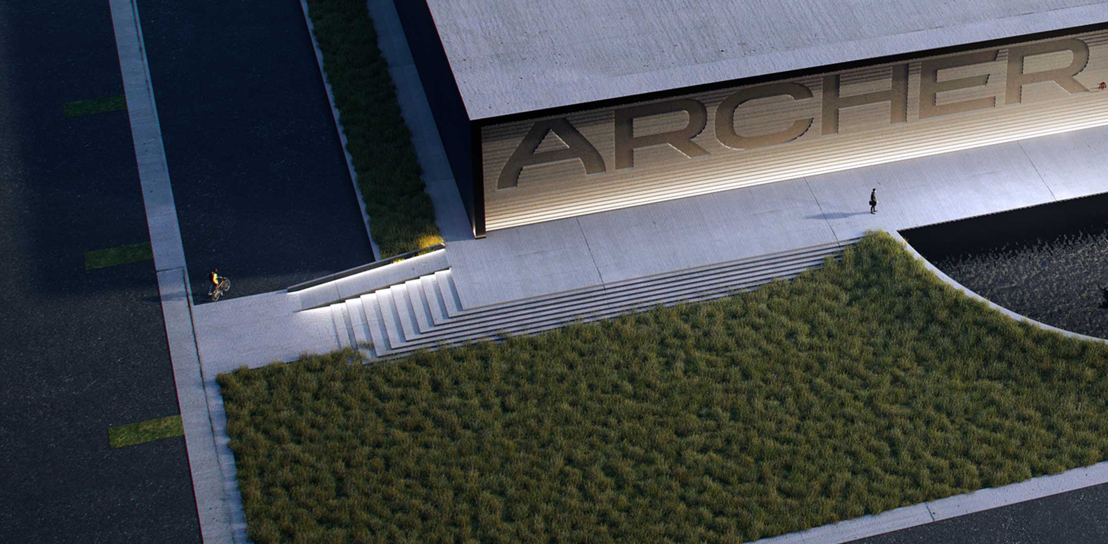 A rendered image of an Archer Aviation facility.