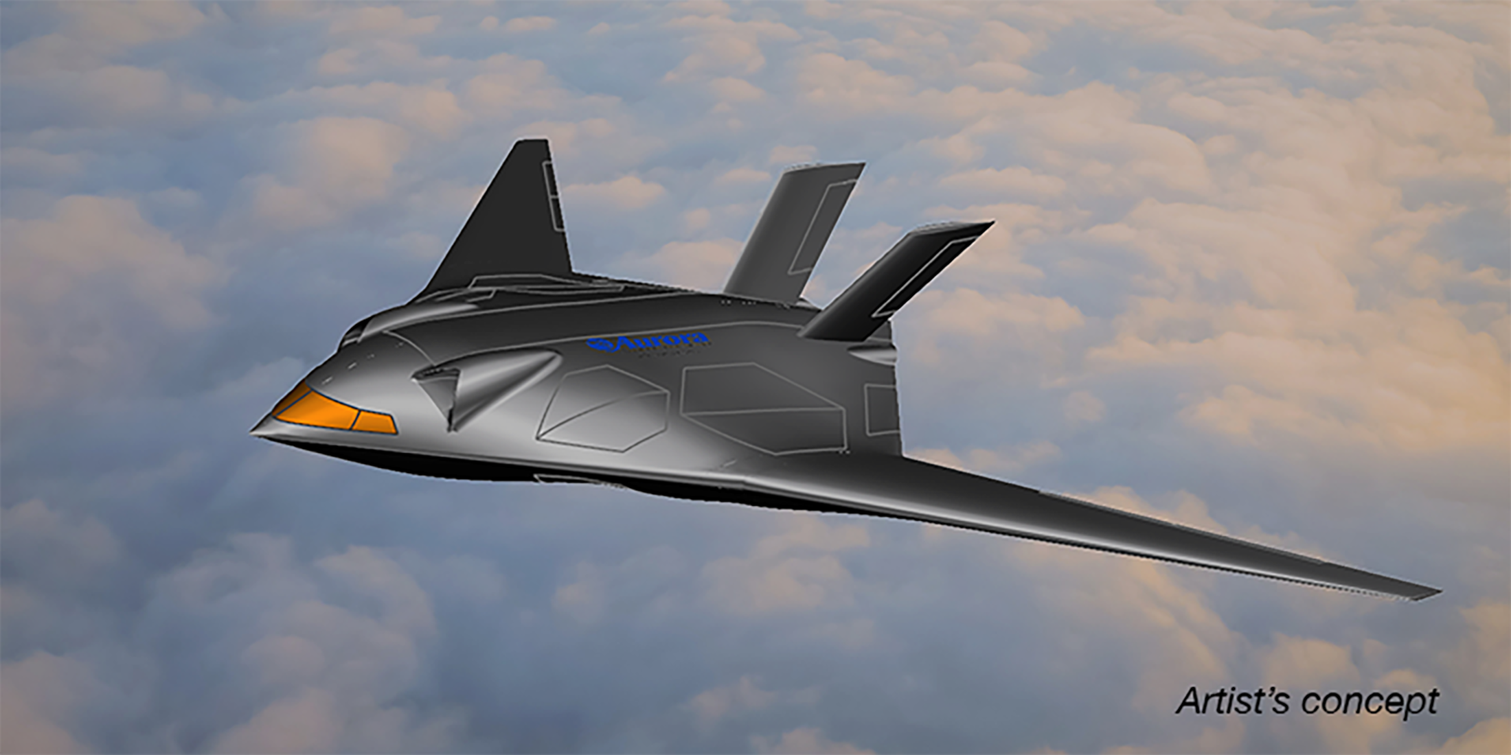 Artist's concept of Aurora's blended-wing-body HSVTOL aircraft