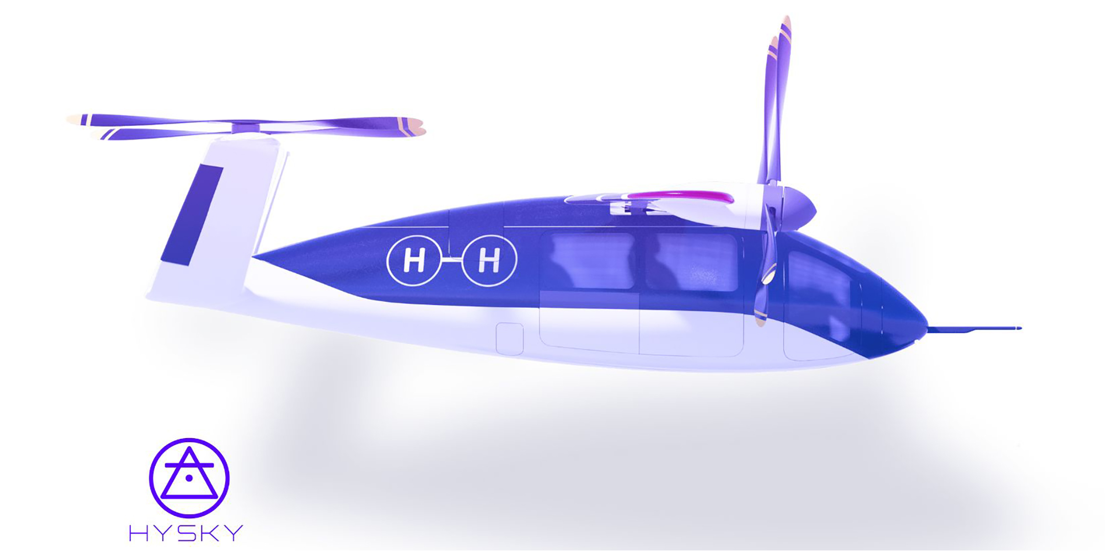 An artist's rendering of a hydrogen-powered eVTOL aircraft