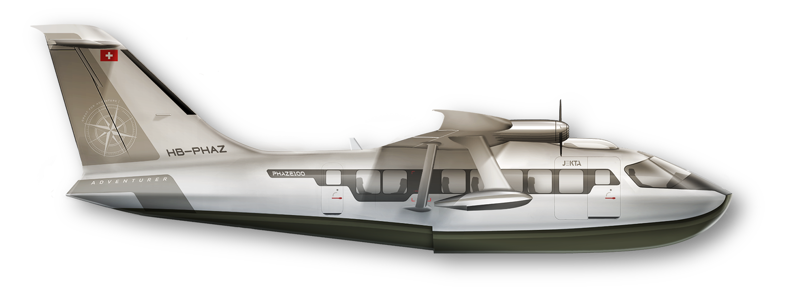 Jekta is developing a 19-passenger electric seaplane called the PHA-ZE 100.