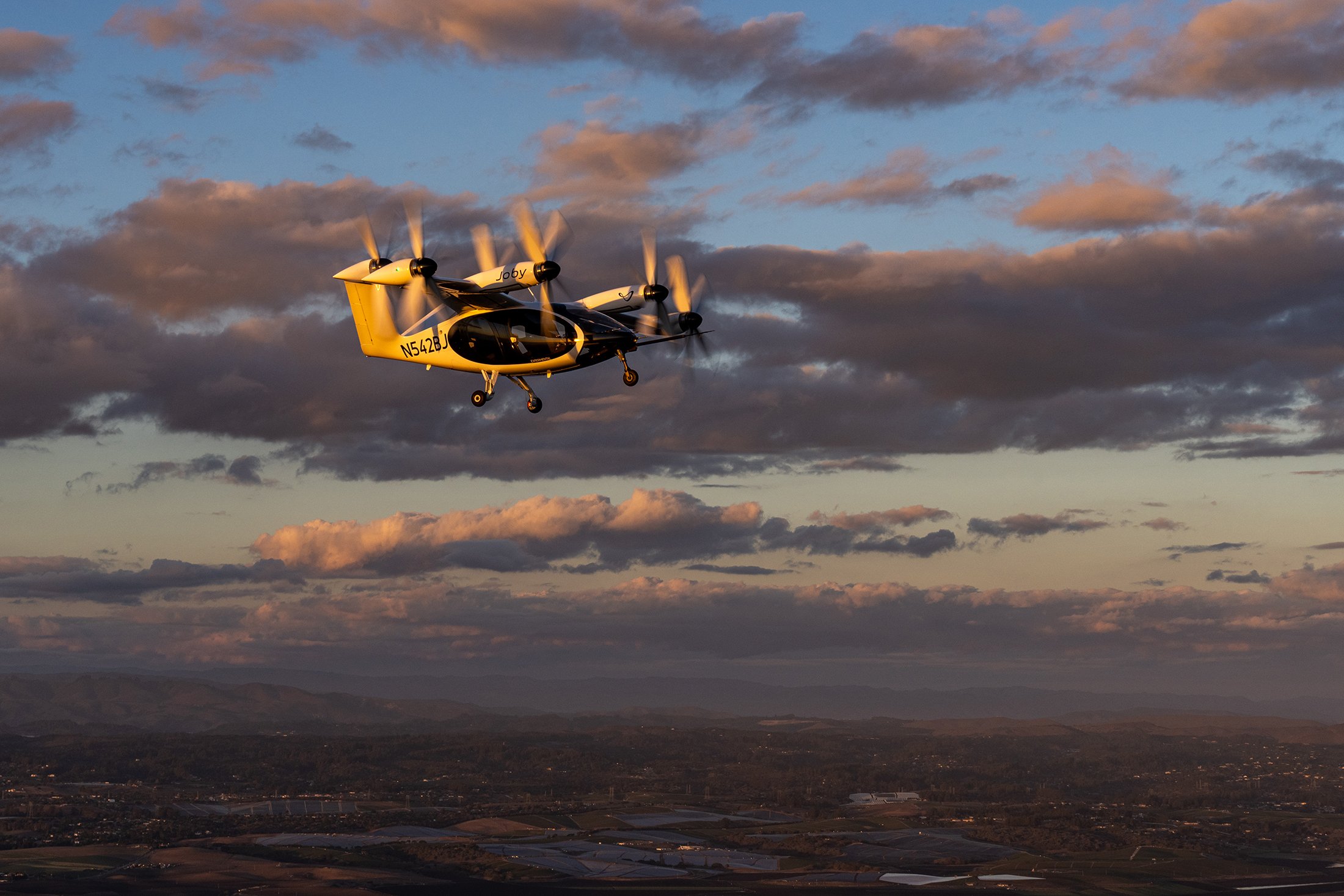 Joby's eVTOL aircraft is pictured during a flight test.