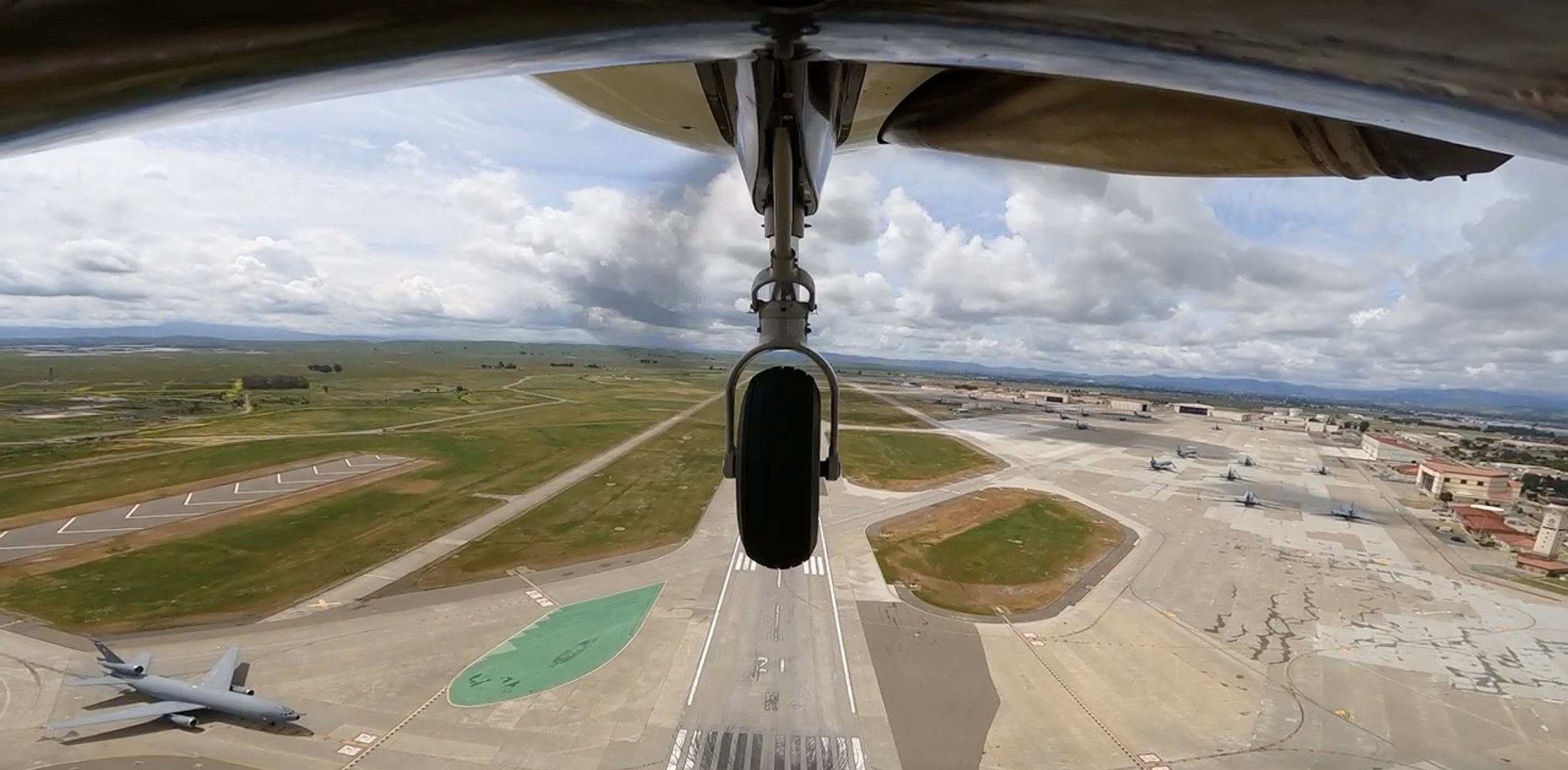 The belly camera on Reliable Robotics' remotely piloted Cessna Caravan captured this view while autolanding at Travis Air Force Base in California during a flight demonstration in May 2023.