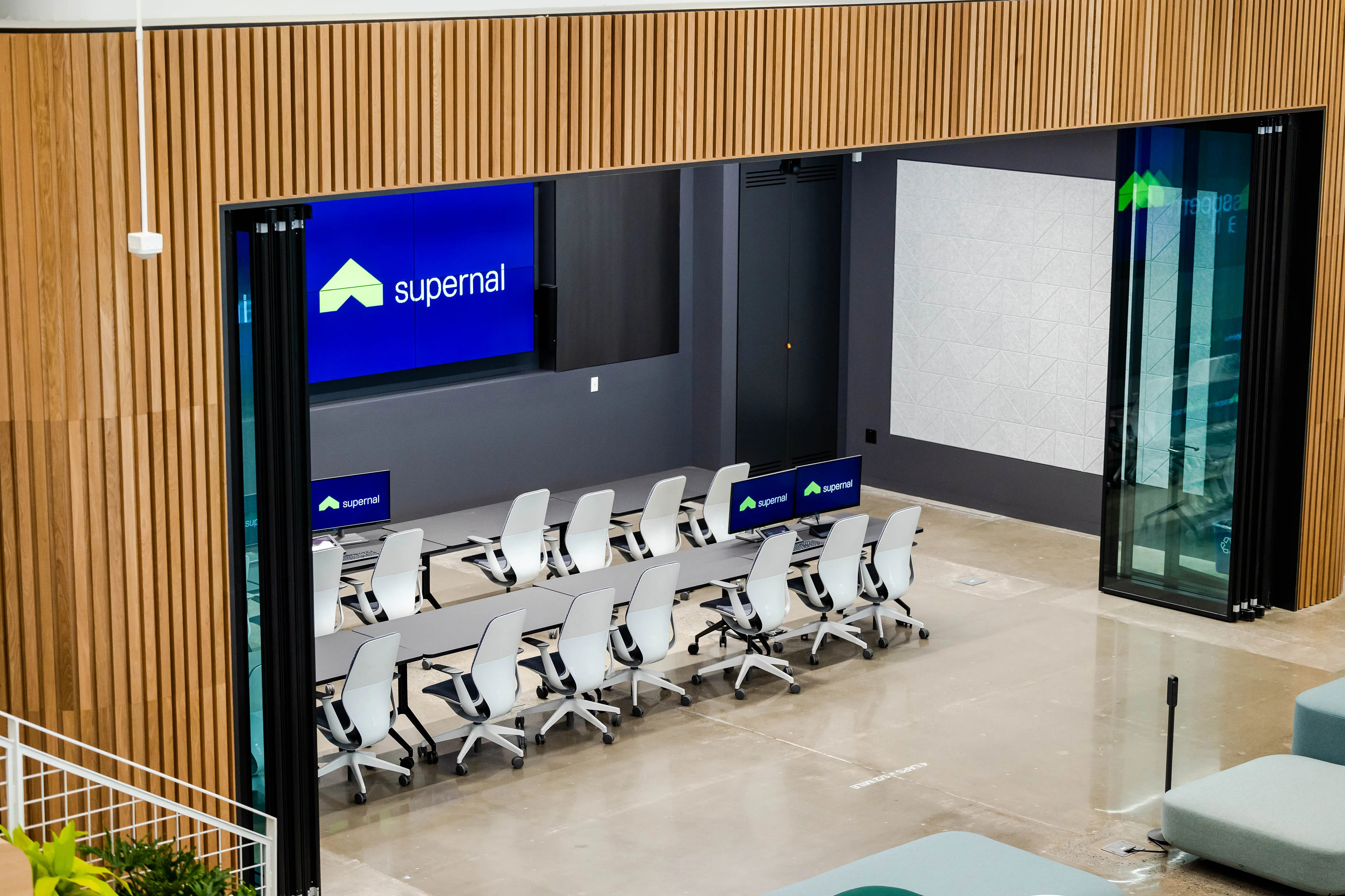 A view of a conference room in Supernal's Fremont office