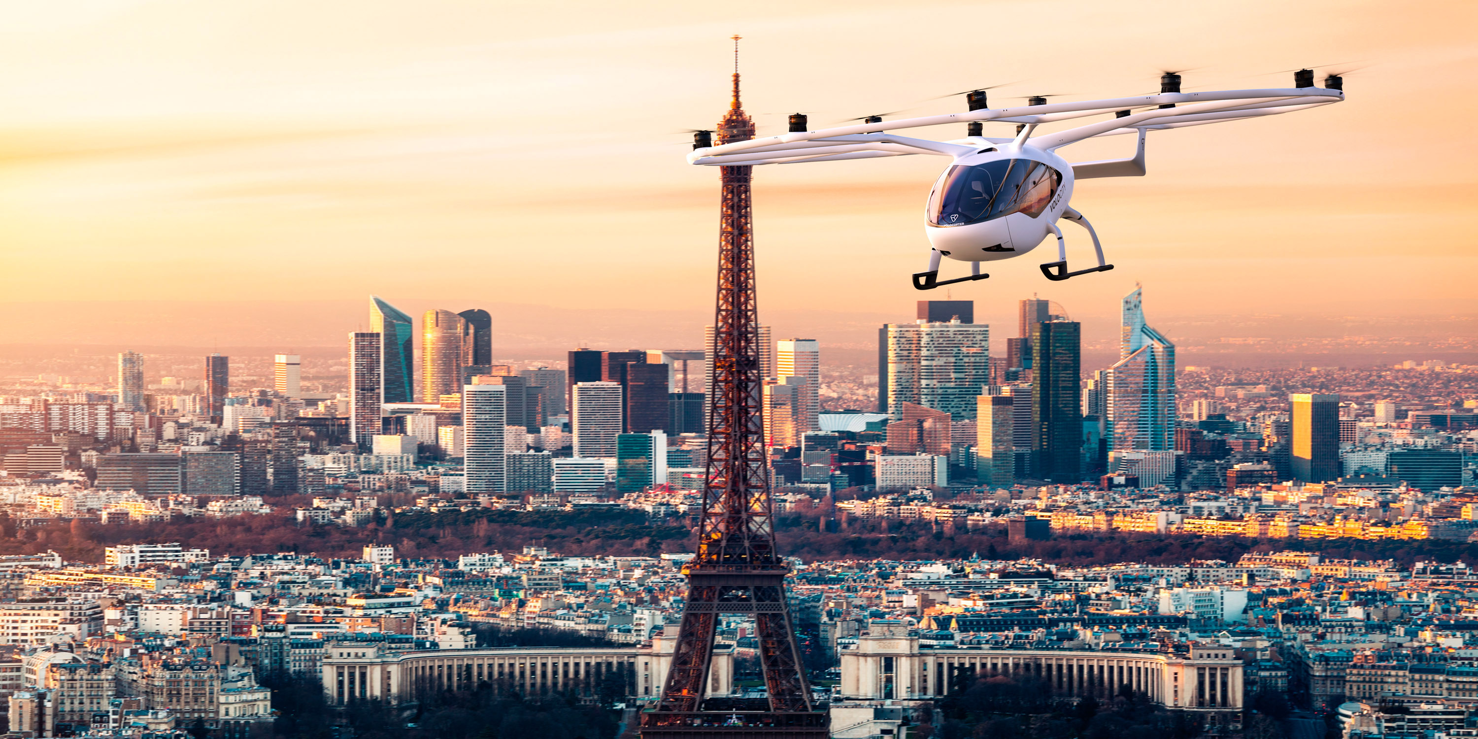 Volocopter is developing the two-seat VoloCity eVTOL aircraft for air taxi services.