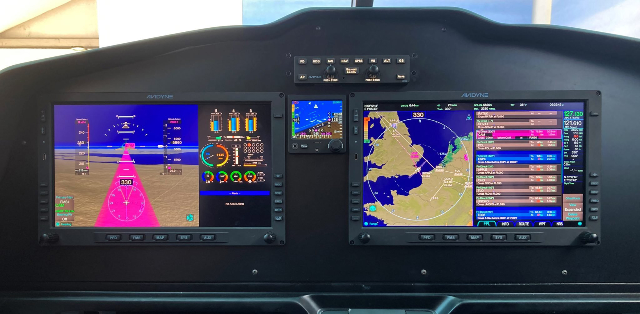 Avidyne Quantum avionics suite pictured inside the VoltAero Cassio 330