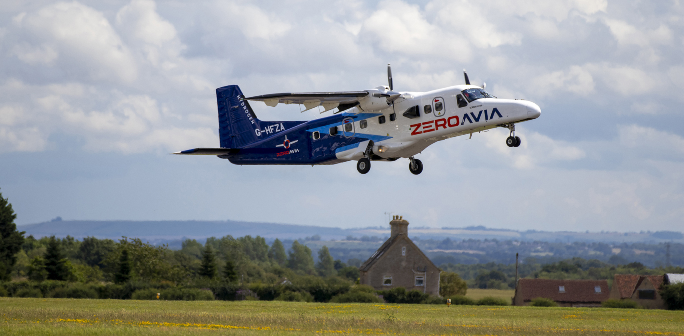 ZeroAvia's Dornier 228 is pictured during takeoff