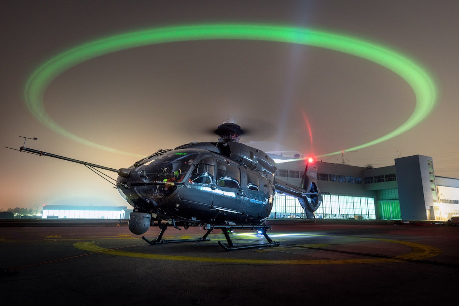 The Airbus H145 helicopter can now feature illuminated rotor blades.