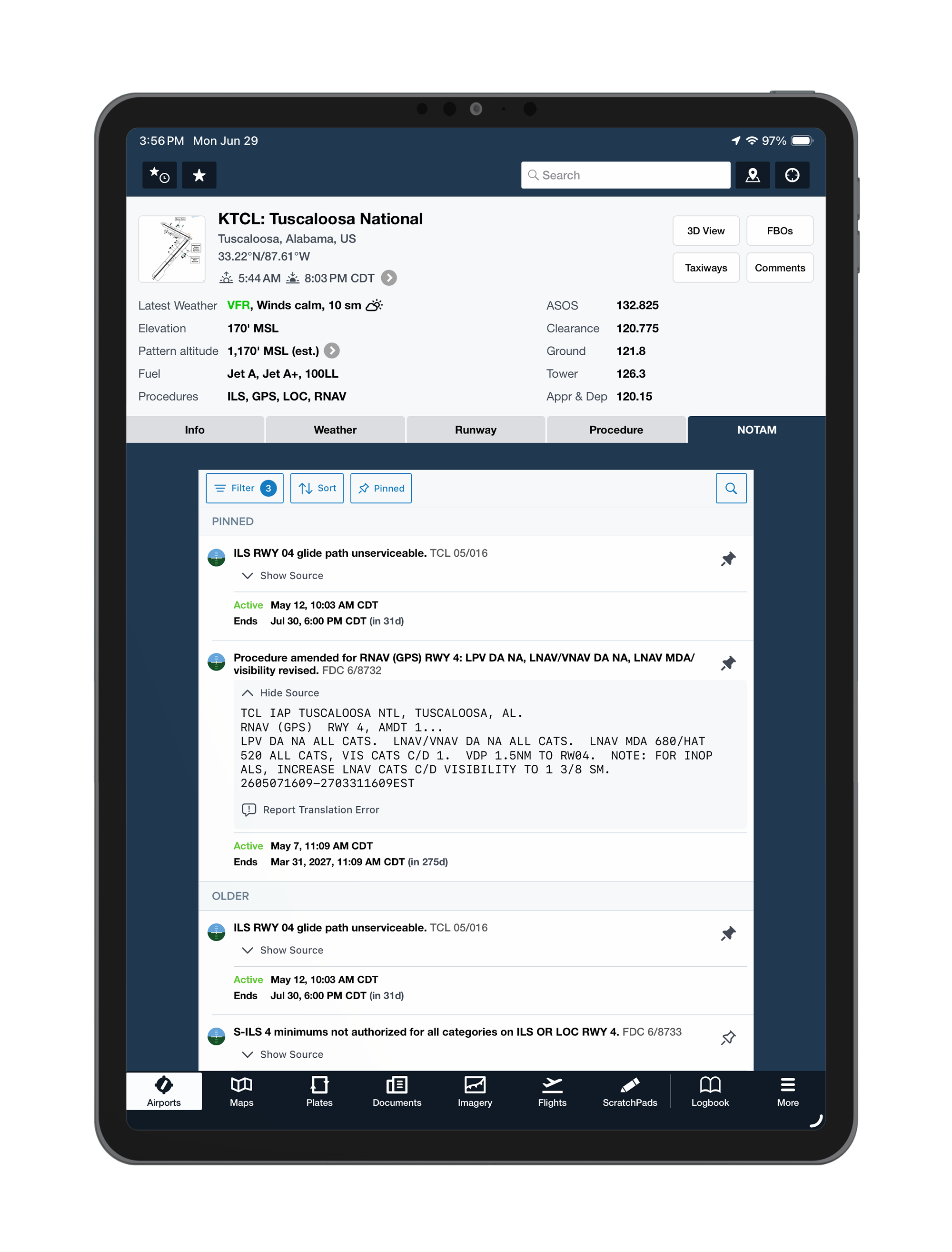ForeFlight Clear Notams