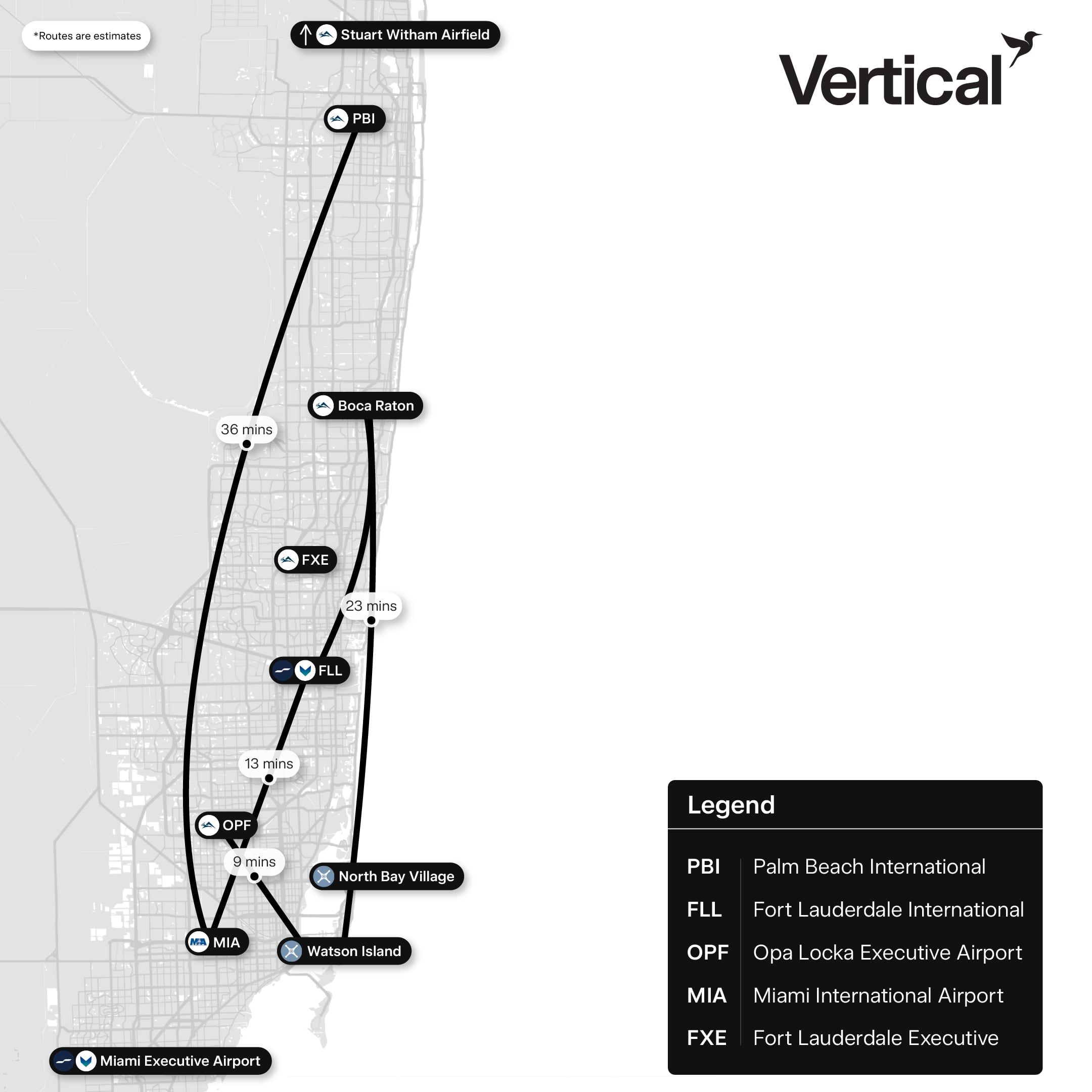 Vertical eVTOL routes in Florida