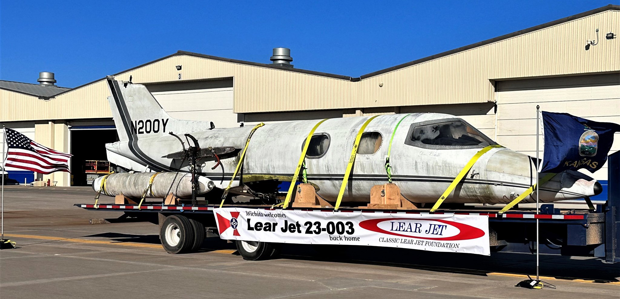 Lear 23-003 in its return to Wichita 