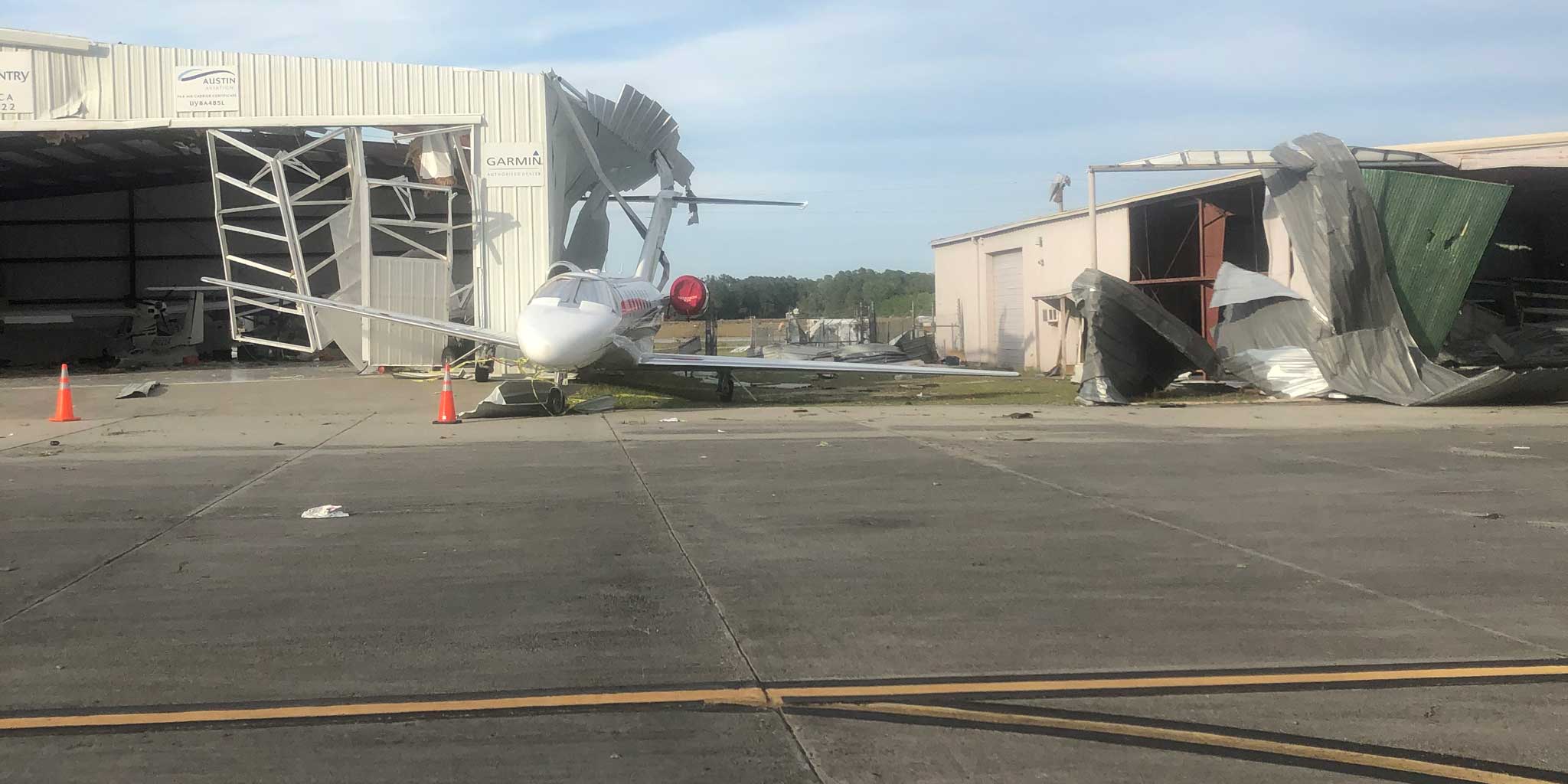 Hangar damage at Lowcountry Regional Airport