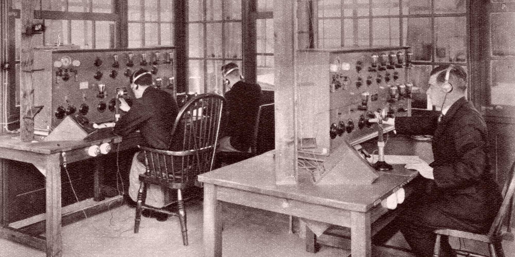 The NATS tower radio room in 1928.