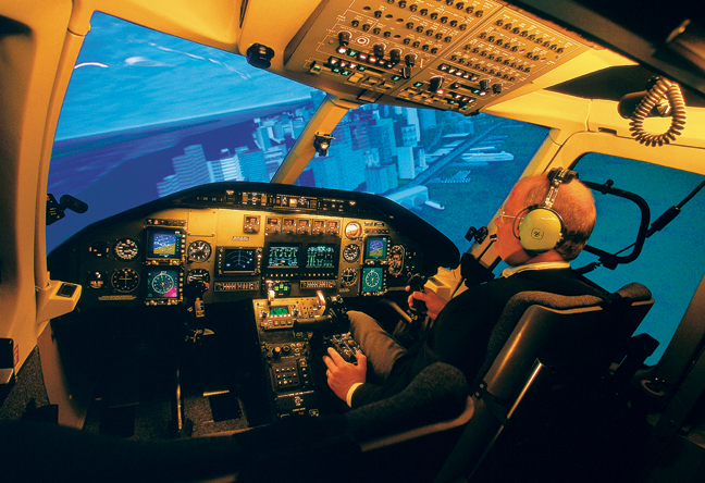 Full flight simulator with EC 135 helicopter cockpit (Thales