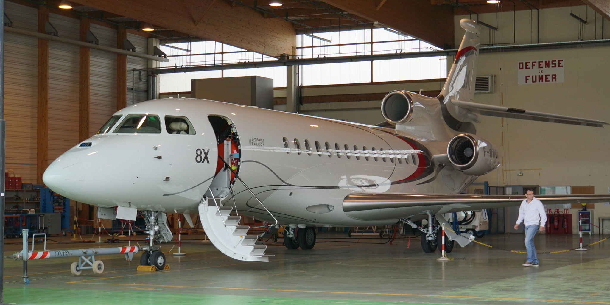 Falcon 8X in hangar